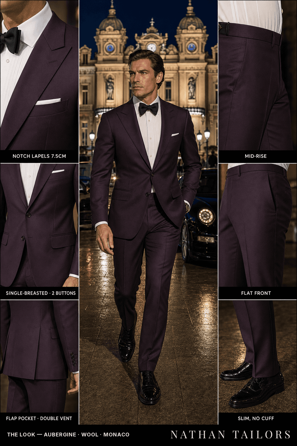 aubergine single-breasted bespoke suit — custom tailored by Nathan Tailors, the Hoi An custom tailor