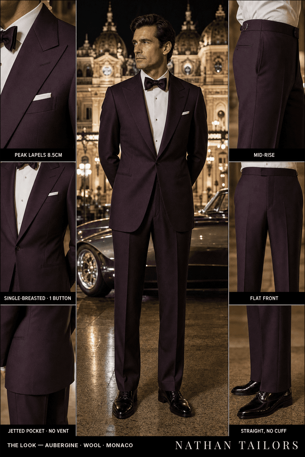 aubergine single-breasted bespoke suit — custom tailored by Nathan Tailors, the Hoi An custom tailor