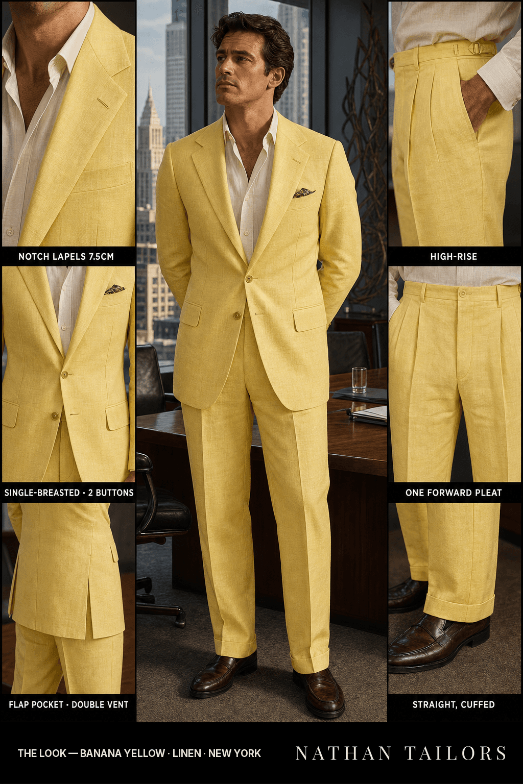 banana yellow single-breasted bespoke suit — custom tailored by Nathan Tailors, the Hoi An custom tailor