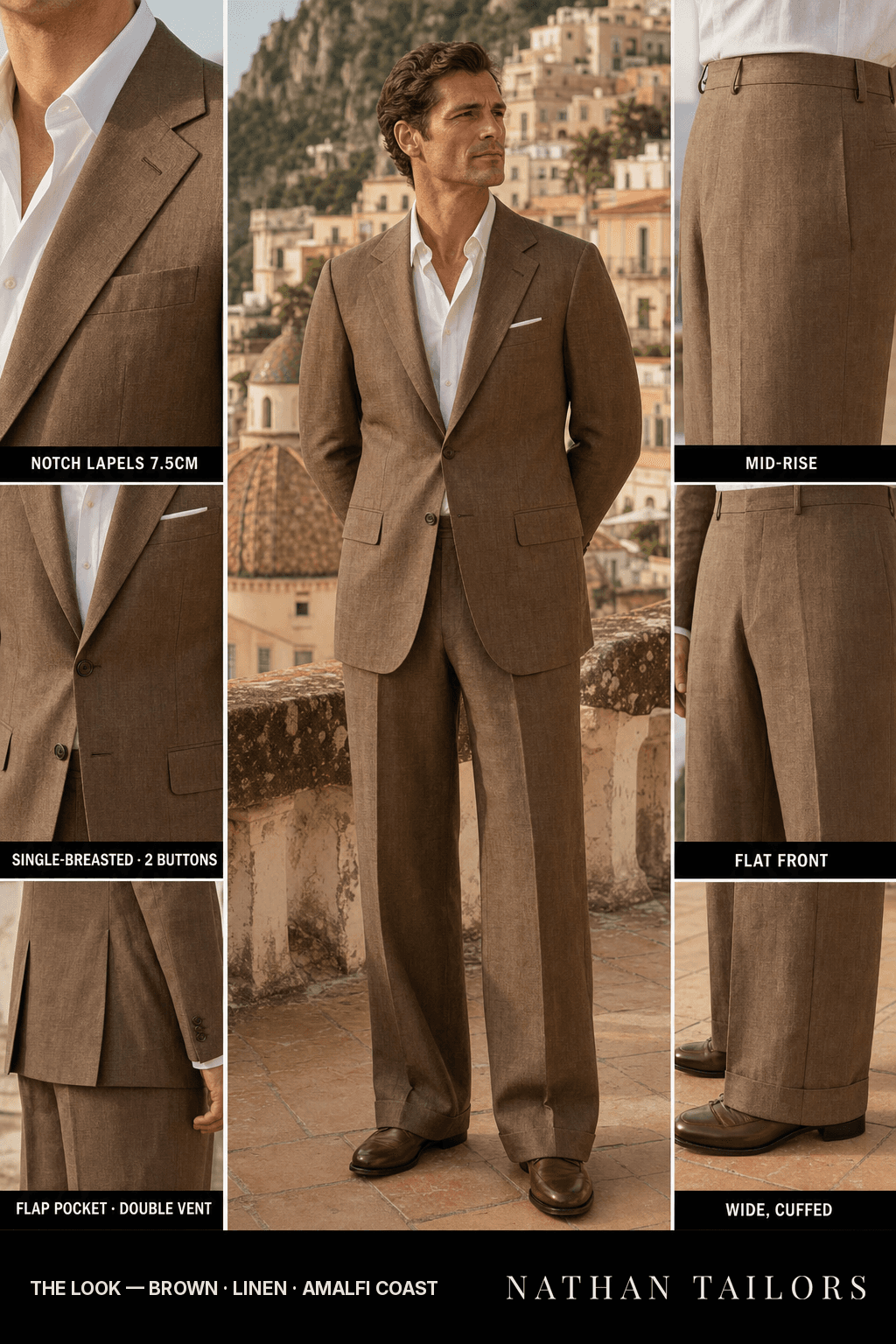 brown single-breasted bespoke suit — custom tailored by Nathan Tailors, the Hoi An custom tailor