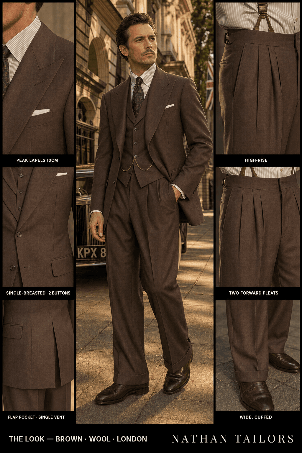 brown single-breasted bespoke suit — custom tailored by Nathan Tailors, the Hoi An custom tailor