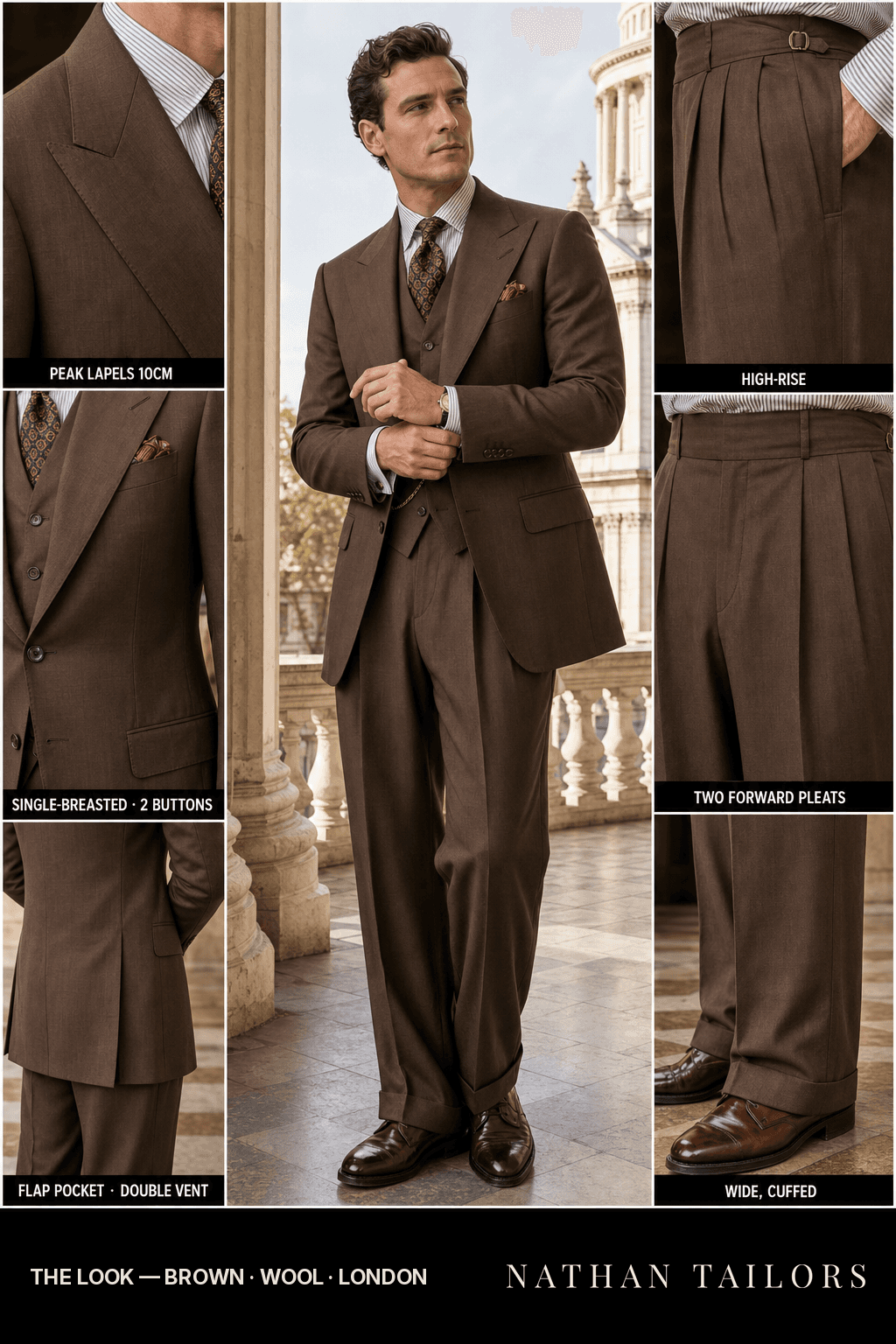 brown single-breasted bespoke suit — custom tailored by Nathan Tailors, the Hoi An custom tailor