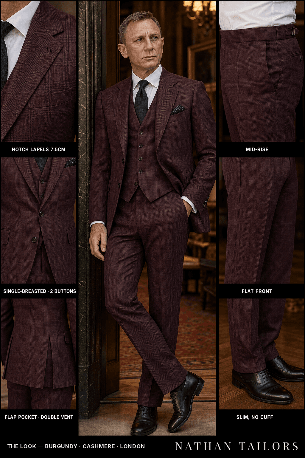 burgundy glen_plaid single-breasted bespoke suit — custom tailored by Nathan Tailors, the Hoi An custom tailor