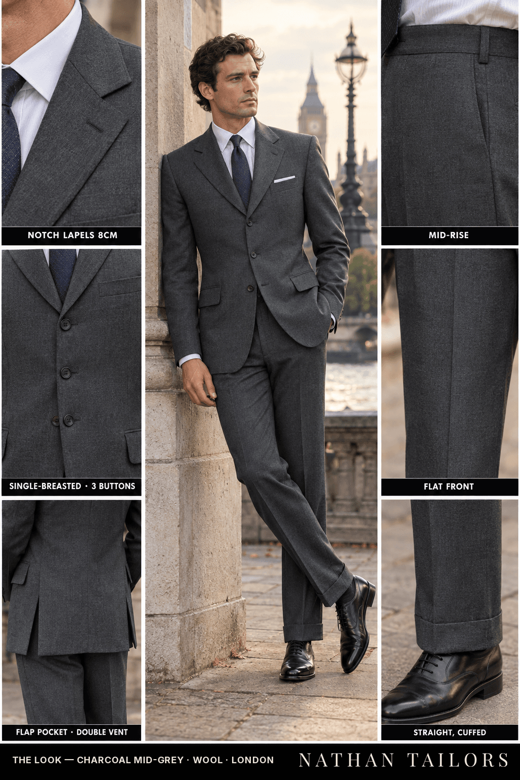 mid-grey linen wedding-guest suit — Atelier render by Nathan Tailors