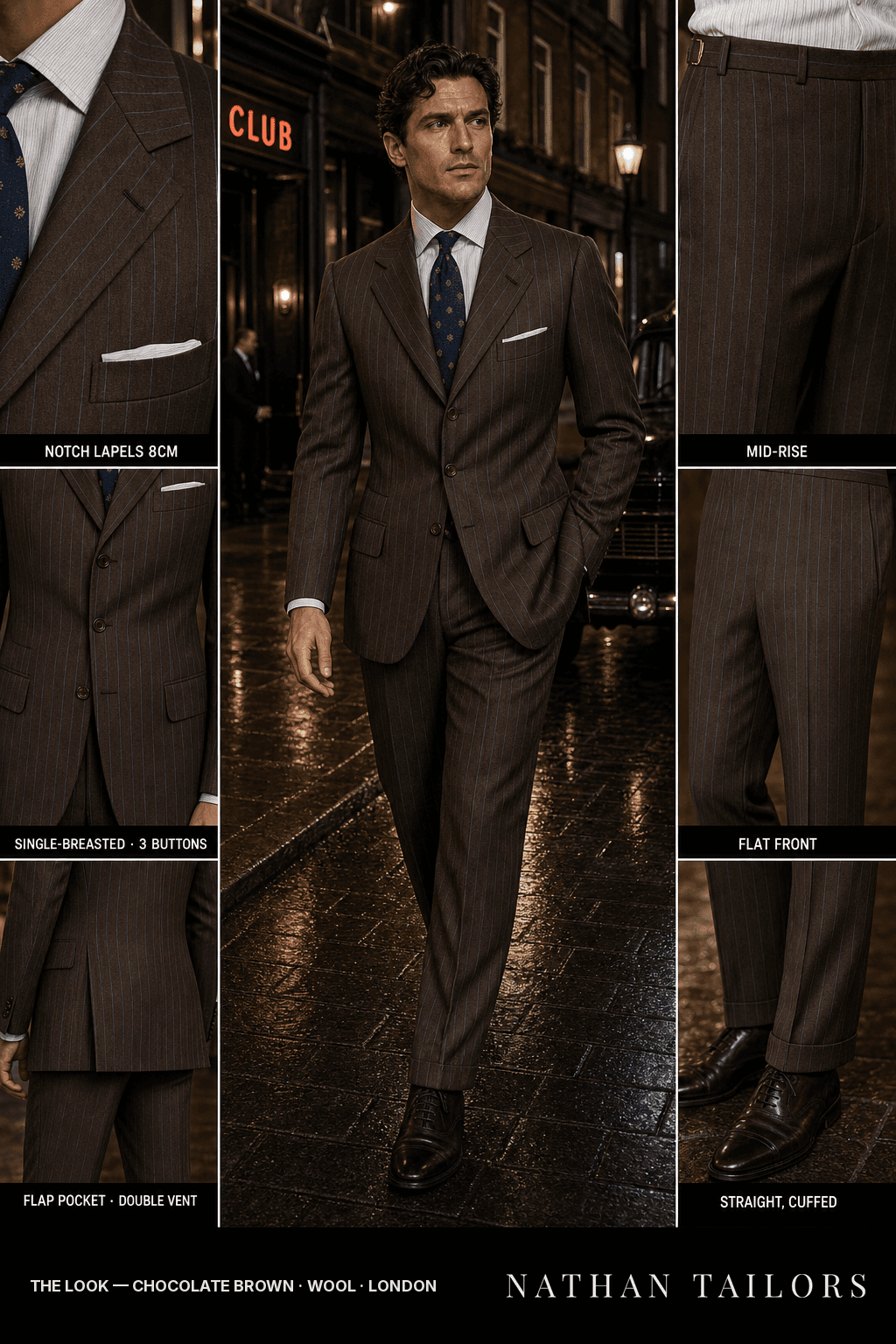 chocolate brown chalk_stripe single-breasted bespoke suit — custom tailored by Nathan Tailors, the Hoi An custom tailor