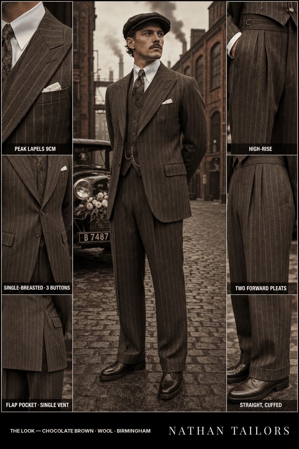 chocolate brown chalk_stripe single-breasted bespoke suit — custom tailored by Nathan Tailors, the Hoi An custom tailor