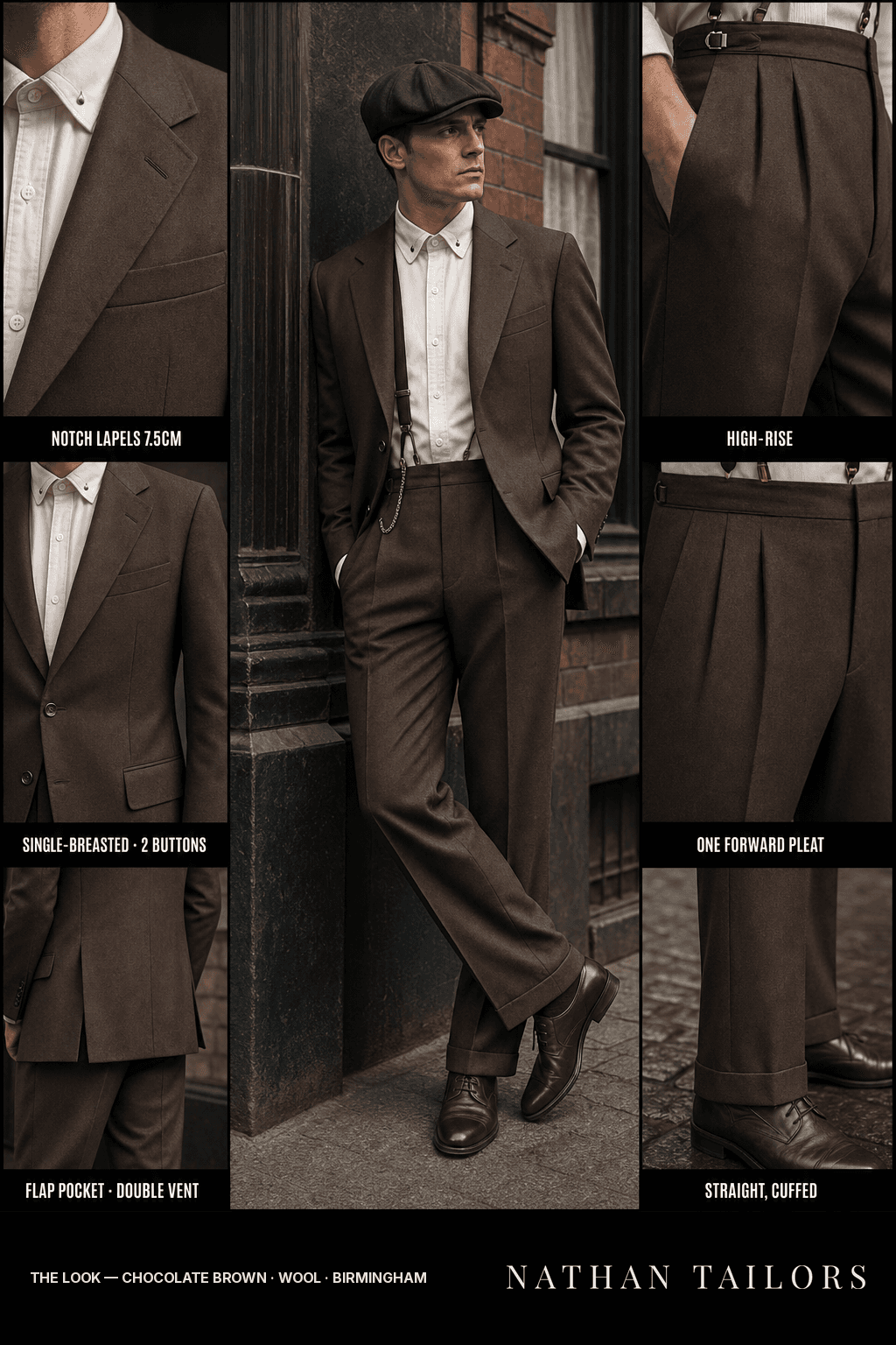 chocolate brown single-breasted bespoke suit — custom tailored by Nathan Tailors, the Hoi An custom tailor