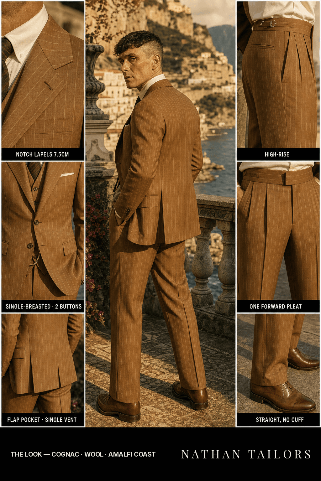 cognac chalk_stripe single-breasted bespoke suit — custom tailored by Nathan Tailors, the Hoi An custom tailor