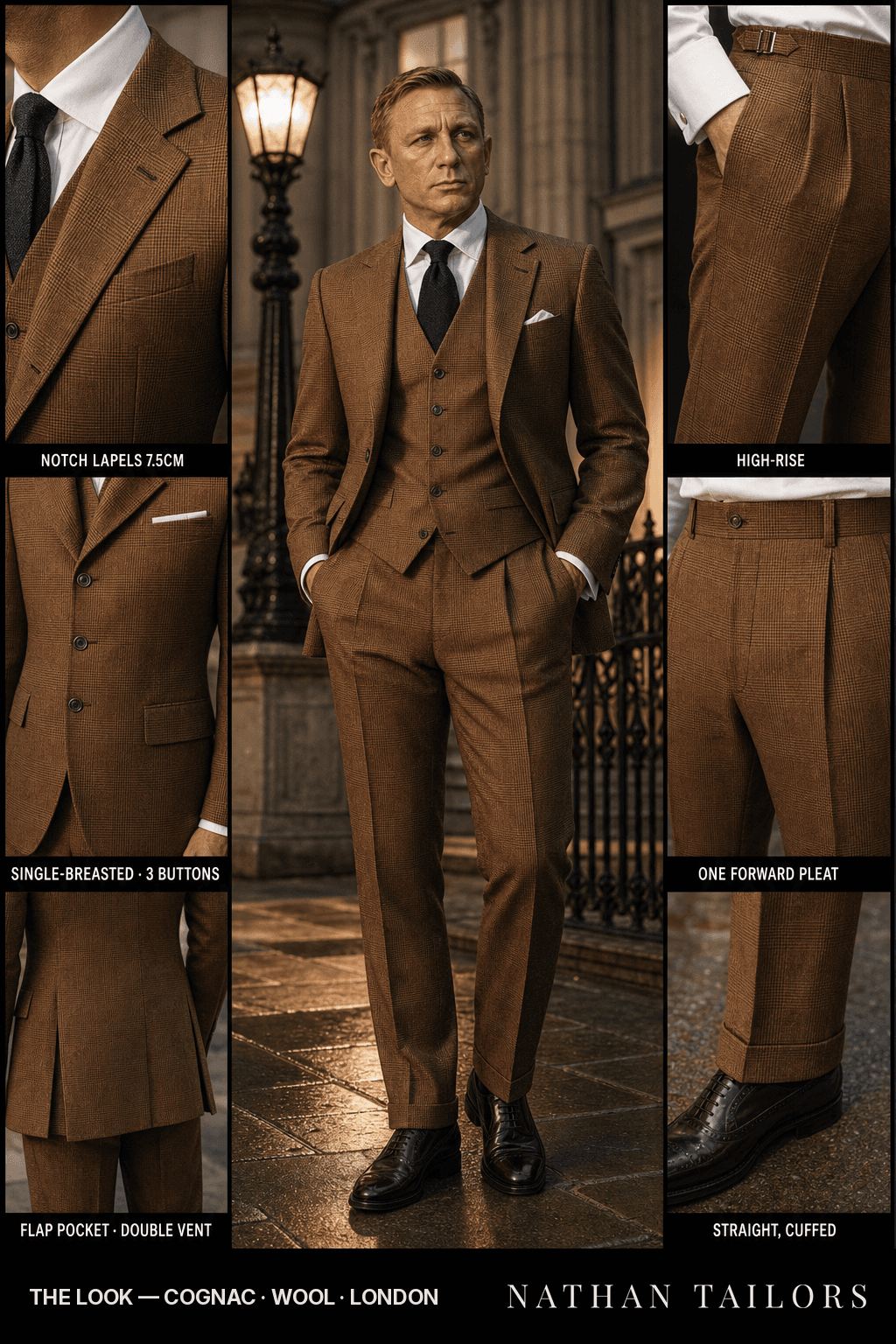 cognac glen_plaid single-breasted bespoke suit — custom tailored by Nathan Tailors, the Hoi An custom tailor