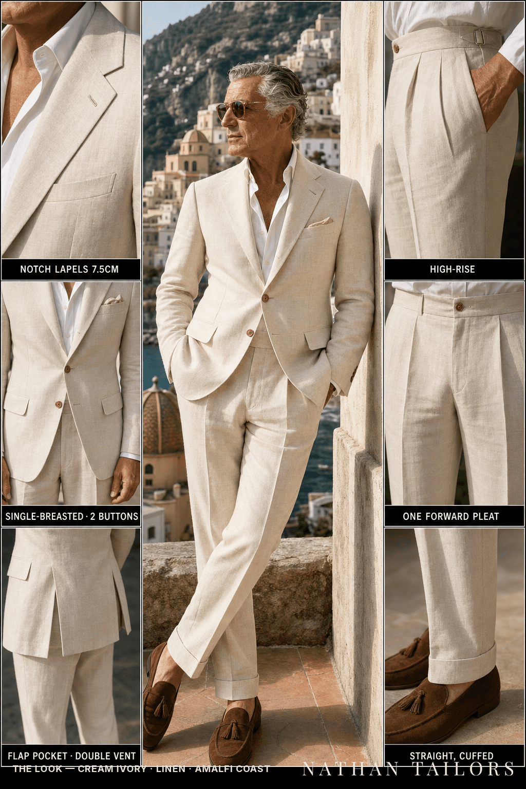 cream ivory single-breasted bespoke suit — custom tailored by Nathan Tailors, the Hoi An custom tailor