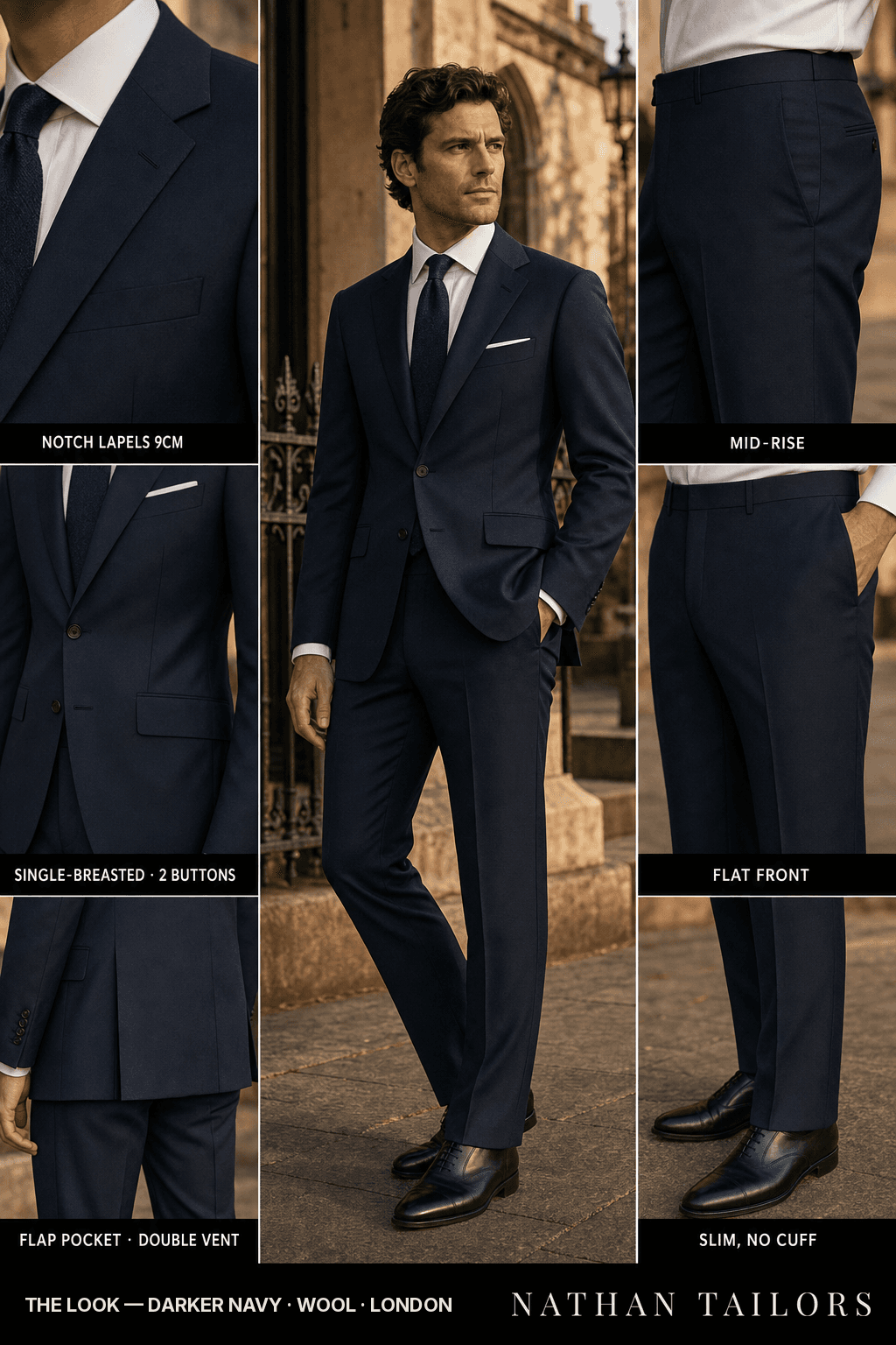darker navy single-breasted bespoke suit — custom tailored by Nathan Tailors, the Hoi An custom tailor