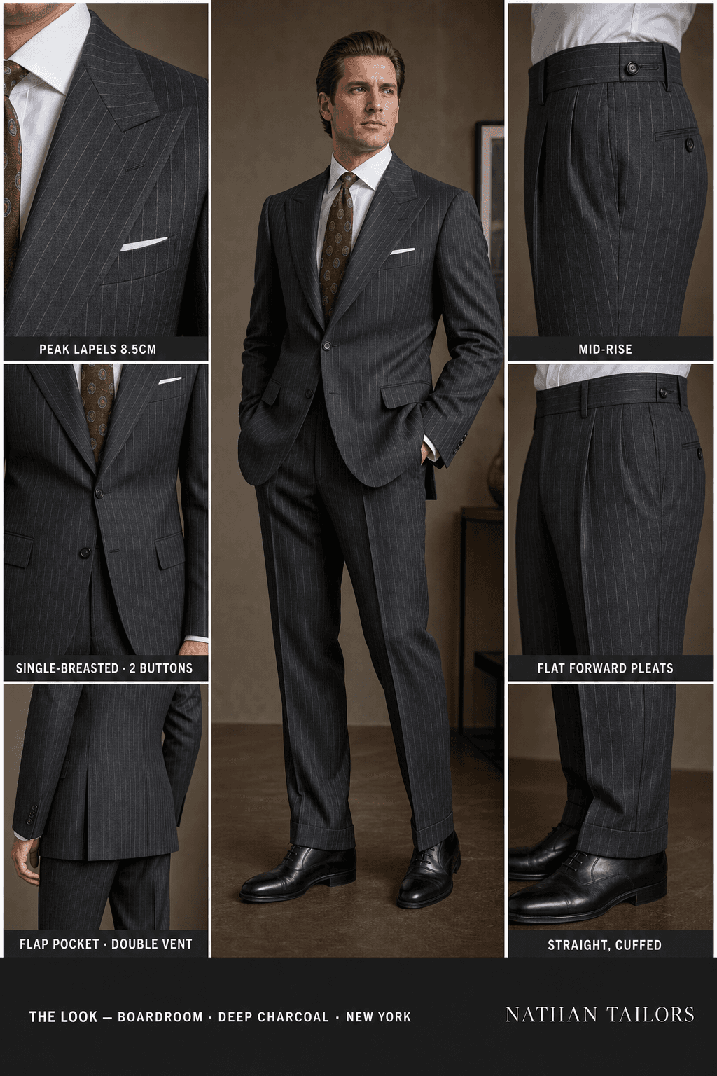 deep charcoal chalk_stripe single-breasted bespoke suit — custom tailored by Nathan Tailors, the Hoi An custom tailor