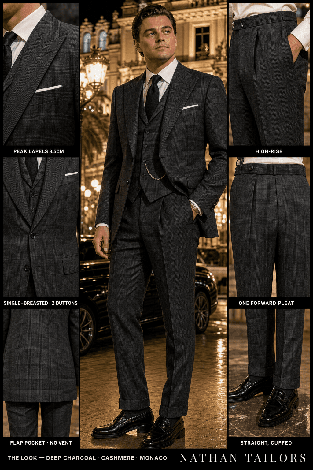 deep charcoal glen_plaid single-breasted bespoke suit — custom tailored by Nathan Tailors, the Hoi An custom tailor