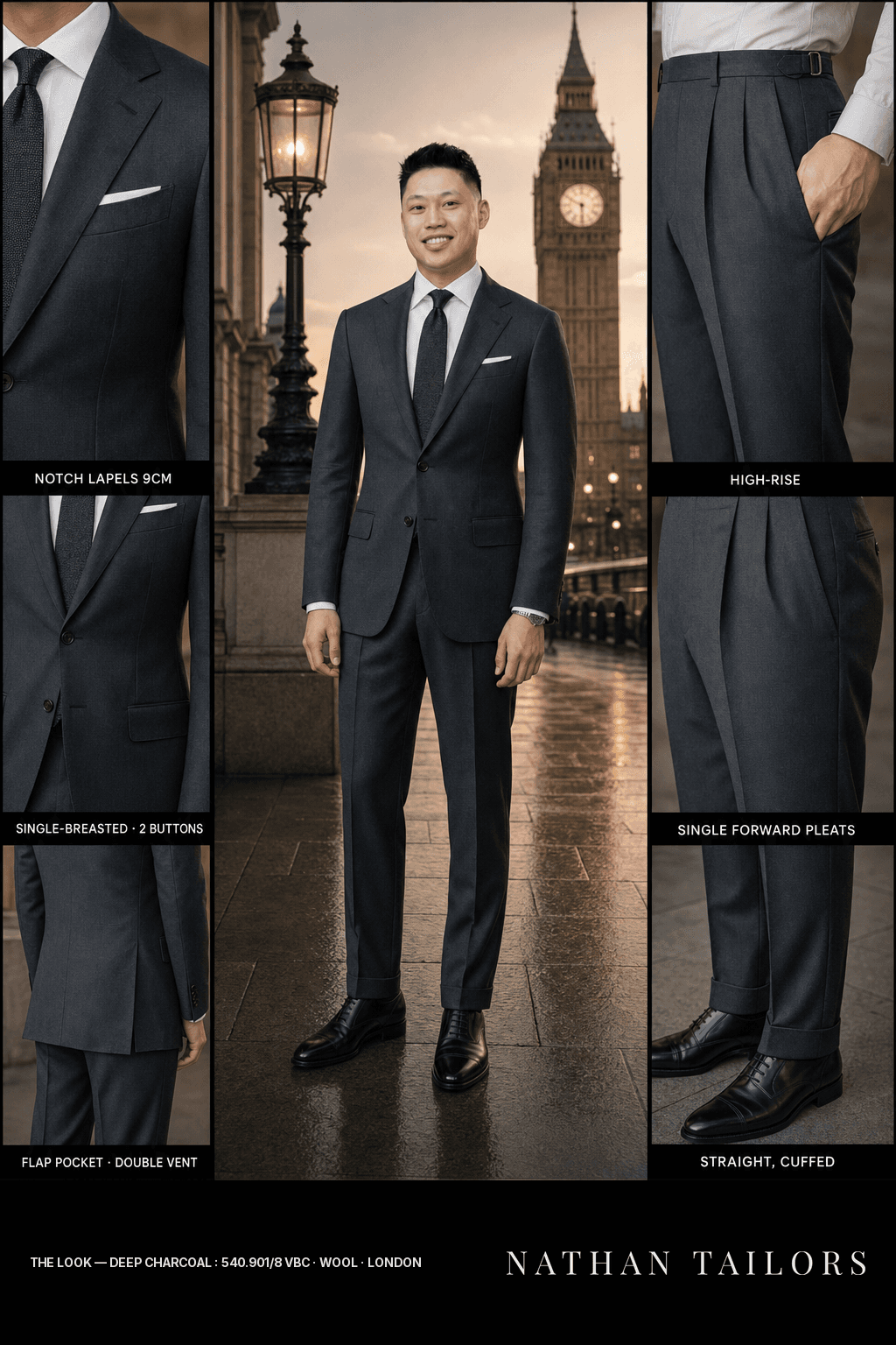 Deep Charcoal : 540.901/8 VBC single-breasted bespoke suit — custom tailored by Nathan Tailors, the Hoi An custom tailor