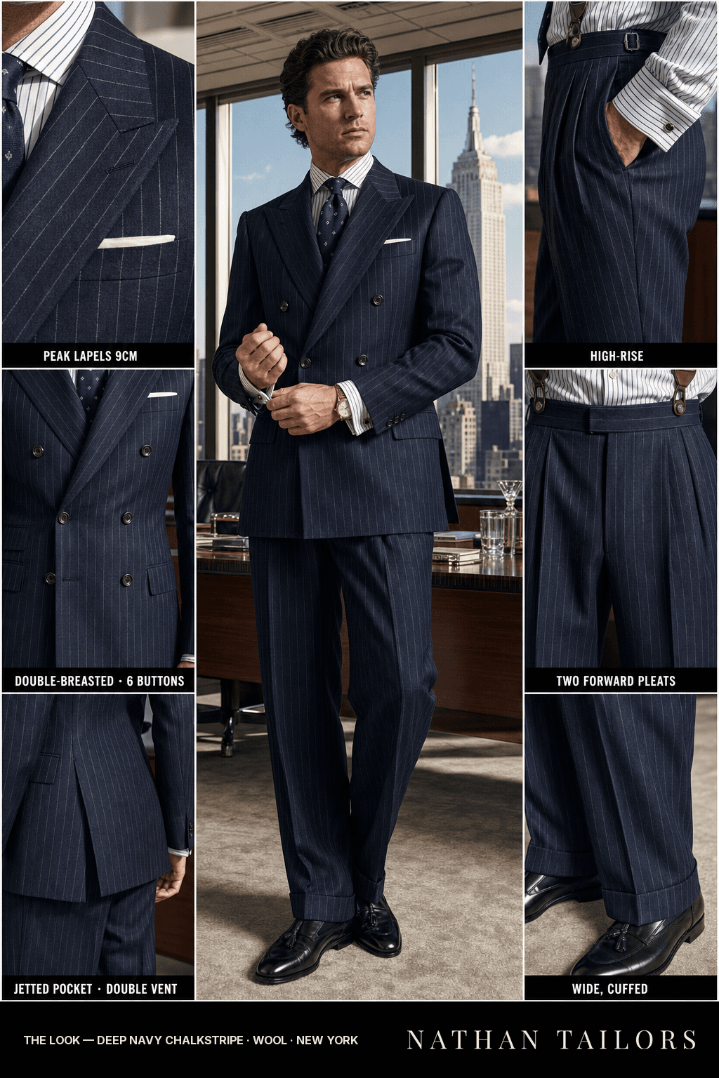 deep navy chalkstripe chalk_stripe double-breasted bespoke suit — custom tailored by Nathan Tailors, the Hoi An custom tailor