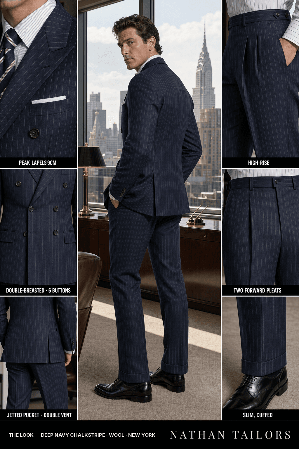 deep navy chalkstripe chalk_stripe double-breasted bespoke suit — custom tailored by Nathan Tailors, the Hoi An custom tailor
