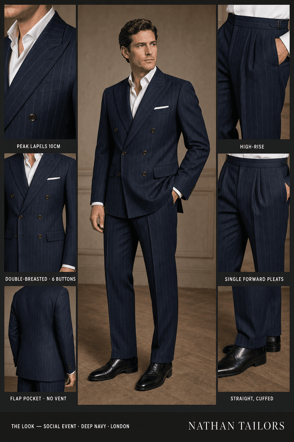deep navy chalk_stripe double-breasted bespoke suit — custom tailored by Nathan Tailors, the Hoi An custom tailor