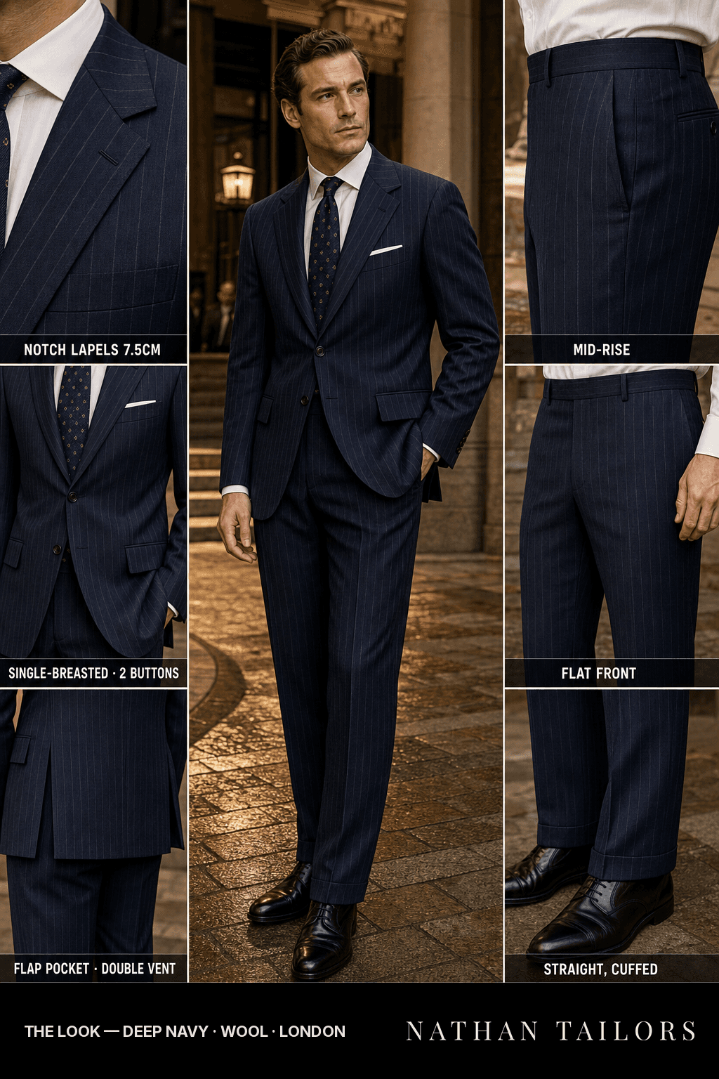 deep navy chalk_stripe single-breasted bespoke suit — custom tailored by Nathan Tailors, the Hoi An custom tailor