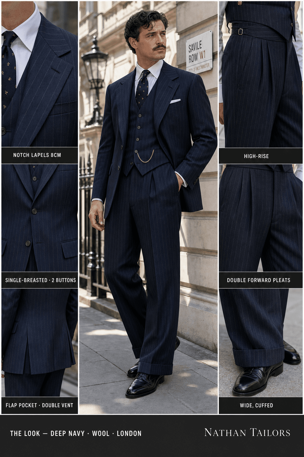 deep navy chalk_stripe single-breasted bespoke suit — custom tailored by Nathan Tailors, the Hoi An custom tailor