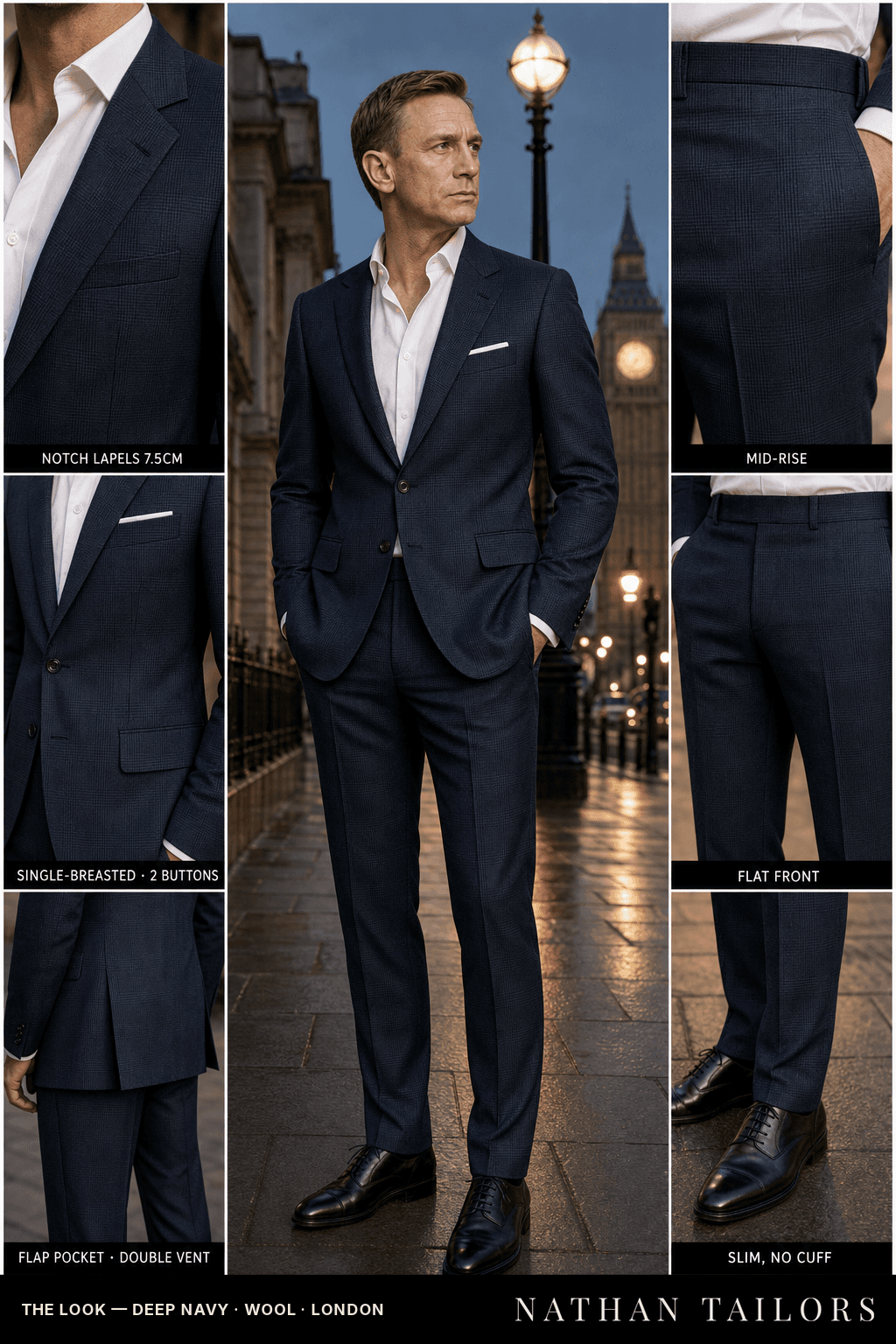 deep navy glen_plaid single-breasted bespoke suit — custom tailored by Nathan Tailors, the Hoi An custom tailor