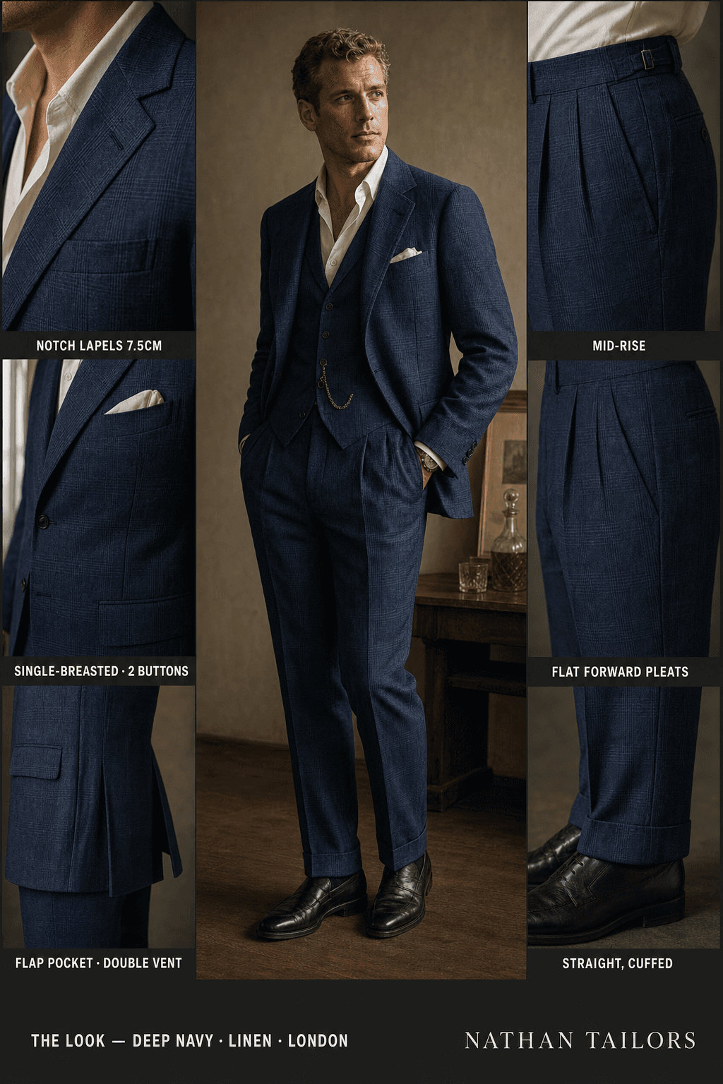 deep navy glen_plaid single-breasted bespoke suit — custom tailored by Nathan Tailors, the Hoi An custom tailor