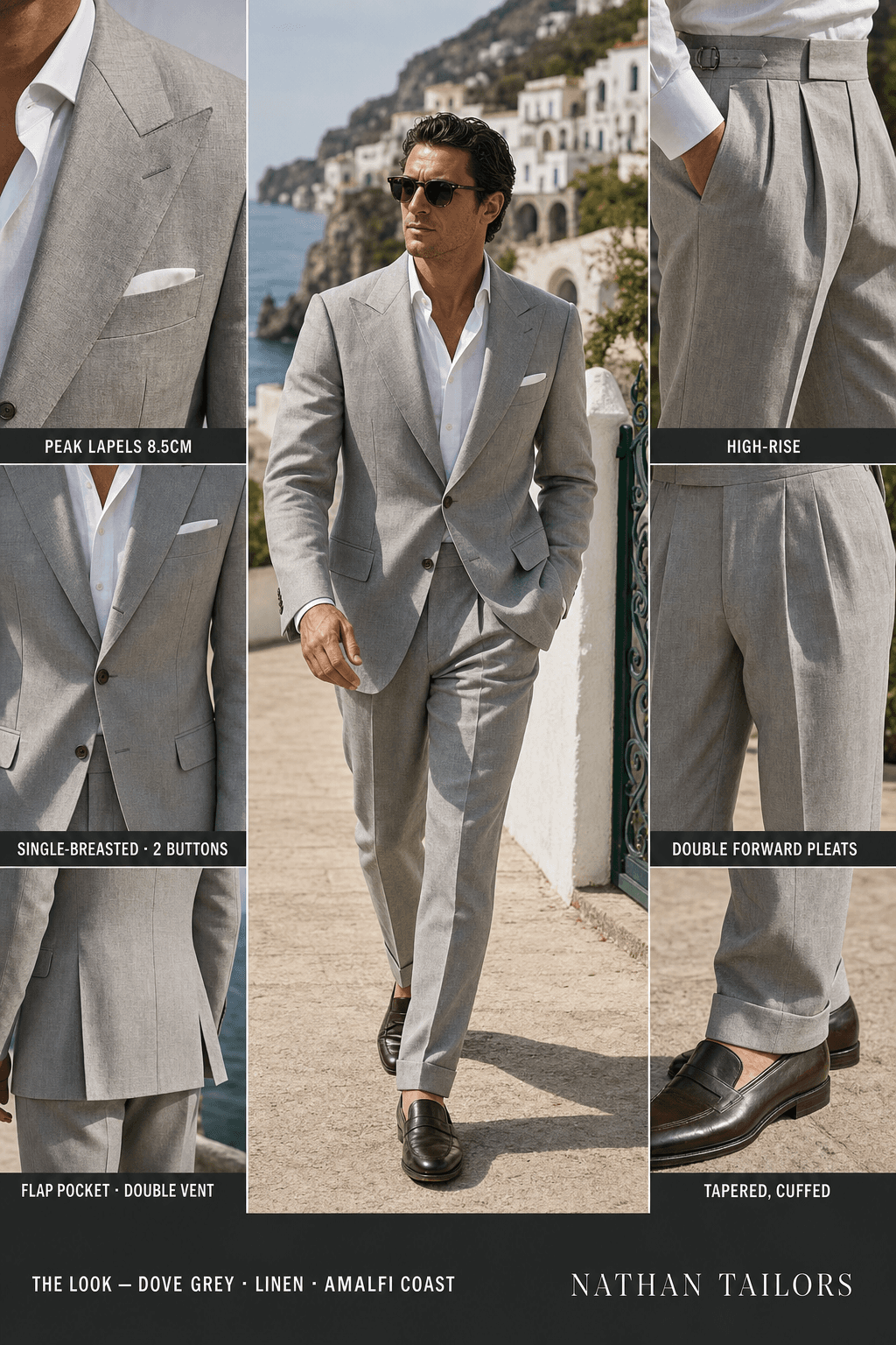 dove grey single-breasted bespoke suit — custom tailored by Nathan Tailors, the Hoi An custom tailor