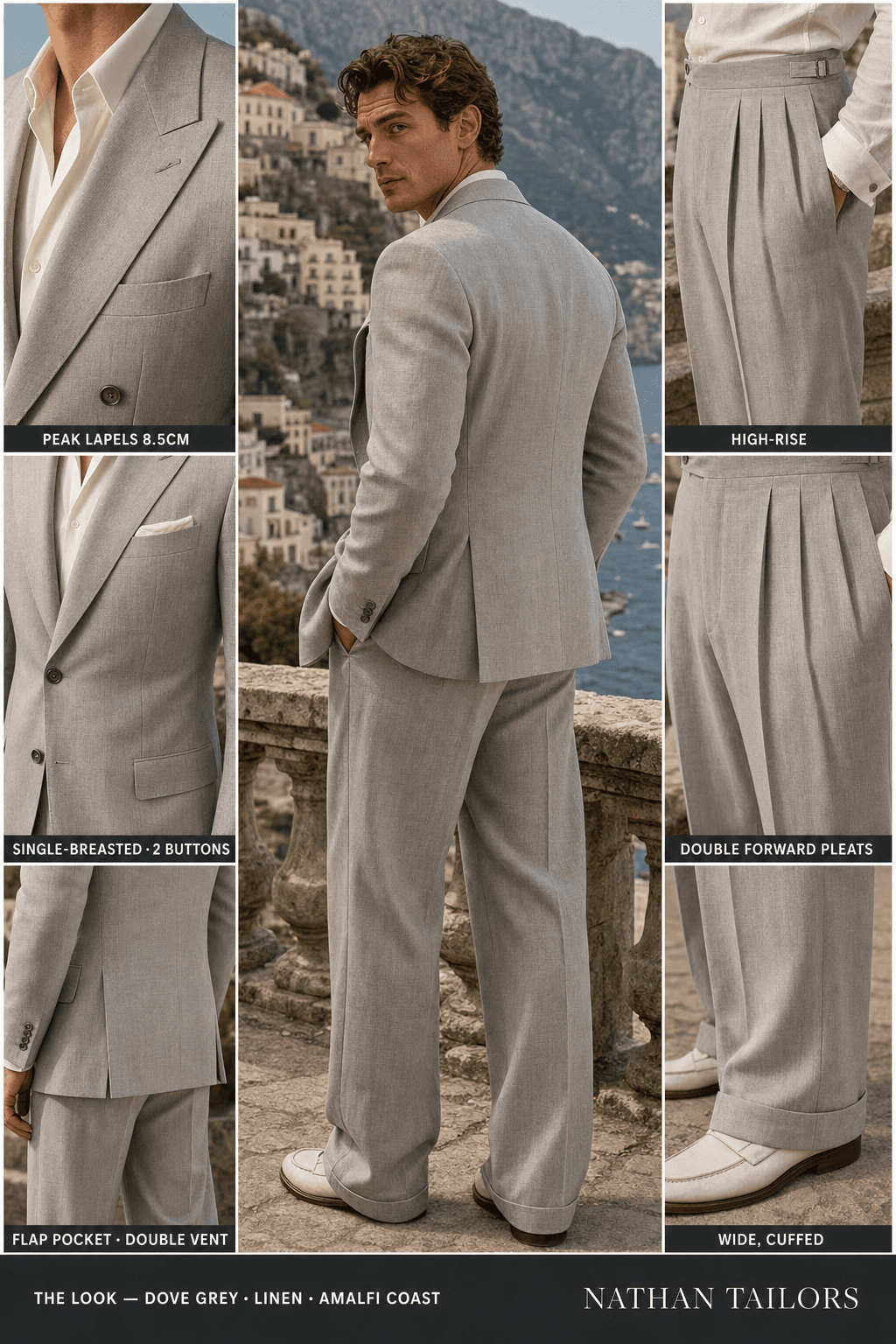 dove grey single-breasted bespoke suit — custom tailored by Nathan Tailors, the Hoi An custom tailor