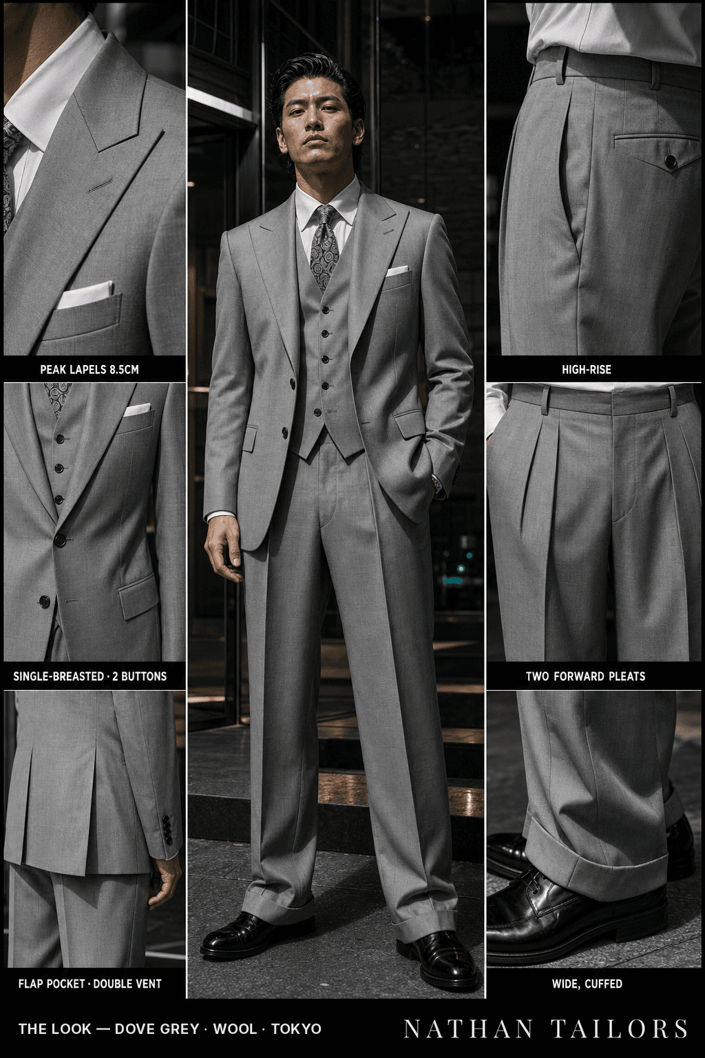 dove grey single-breasted bespoke suit — custom tailored by Nathan Tailors, the Hoi An custom tailor