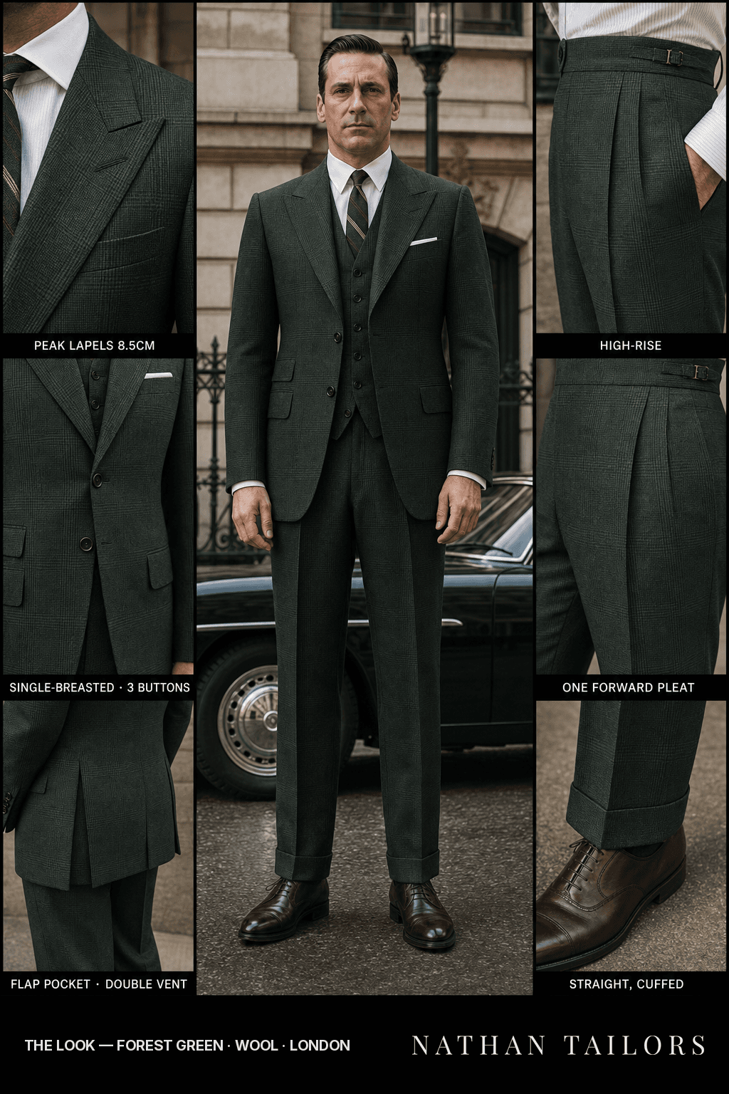 forest green glen_plaid single-breasted bespoke suit — custom tailored by Nathan Tailors, the Hoi An custom tailor