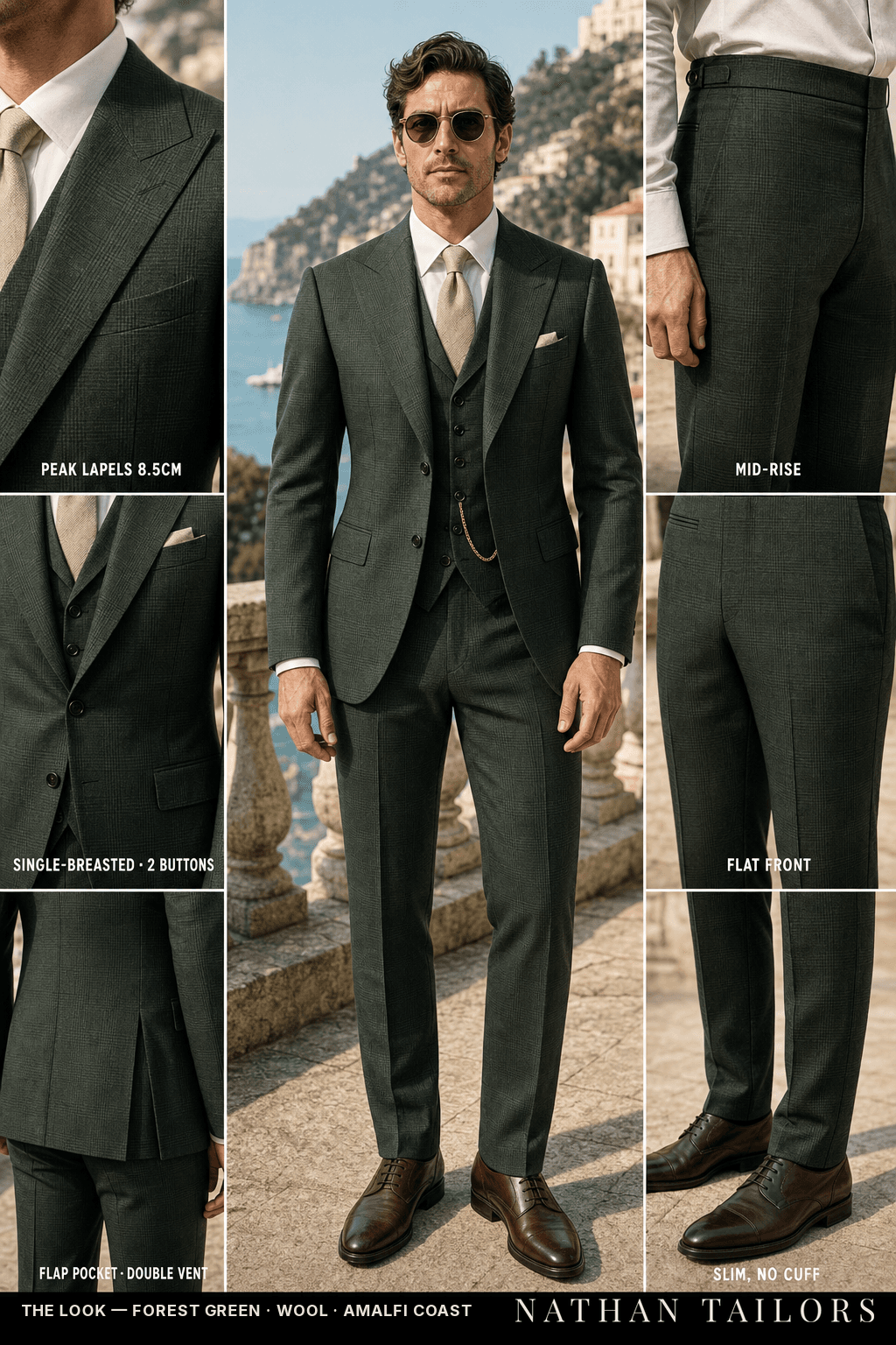 forest green glen_plaid single-breasted bespoke suit — custom tailored by Nathan Tailors, the Hoi An custom tailor