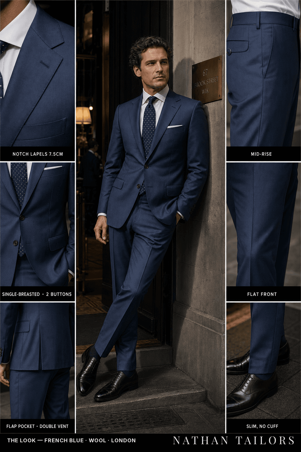french blue single-breasted bespoke suit — custom tailored by Nathan Tailors, the Hoi An custom tailor