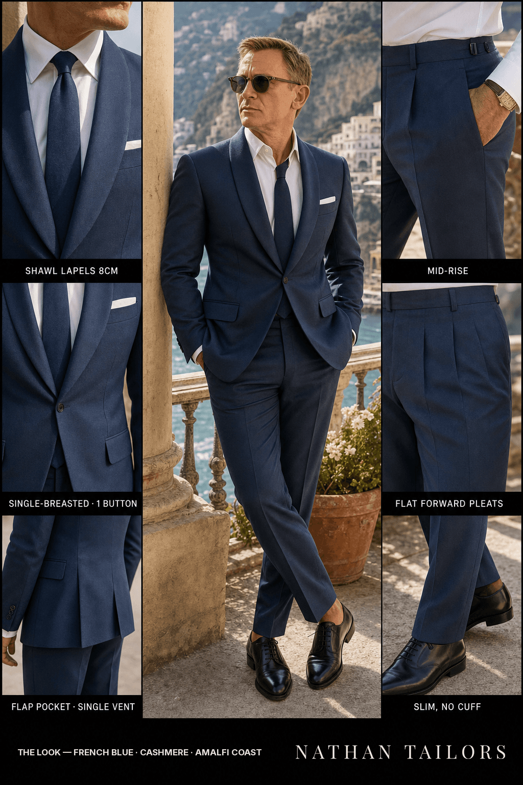 french blue single-breasted bespoke suit — custom tailored by Nathan Tailors, the Hoi An custom tailor