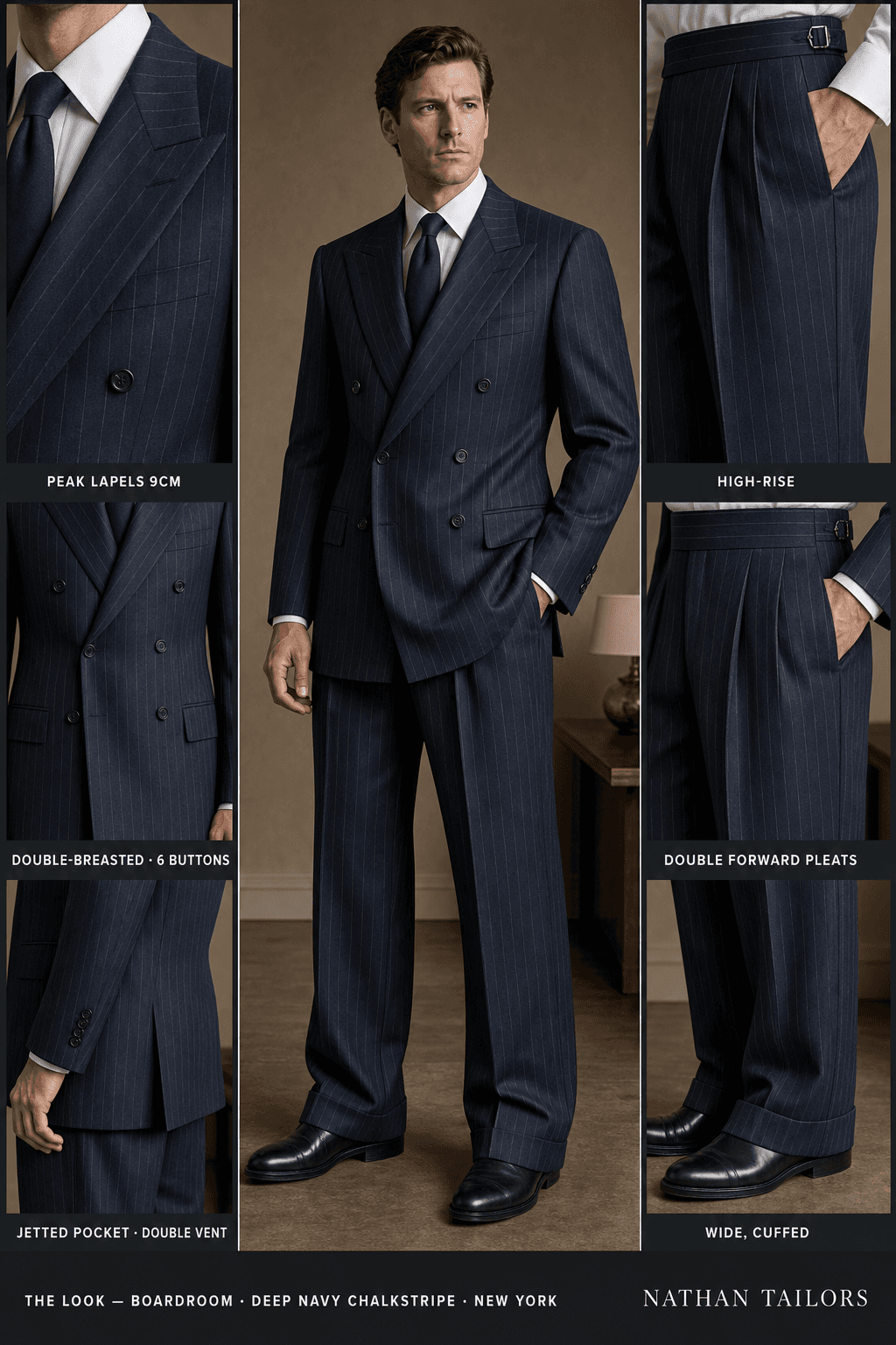 deep navy chalkstripe chalk_stripe double-breasted bespoke suit — custom tailored by Nathan Tailors, the Hoi An custom tailor