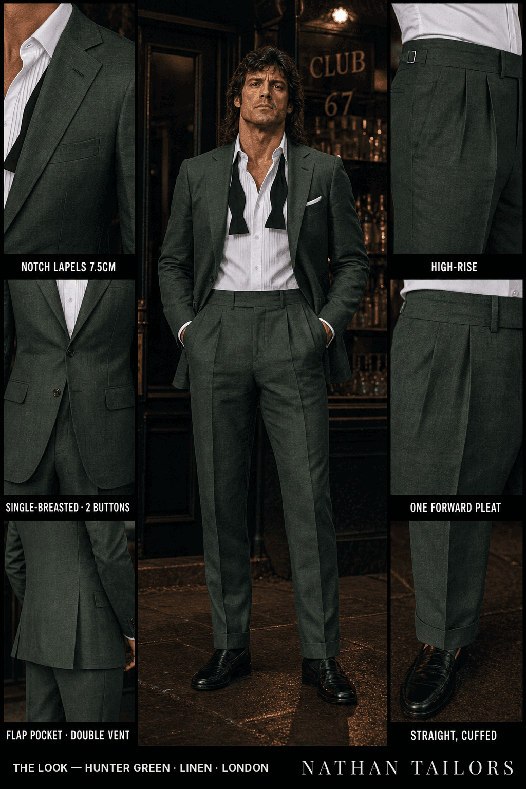 hunter green single-breasted bespoke suit — custom tailored by Nathan Tailors, the Hoi An custom tailor