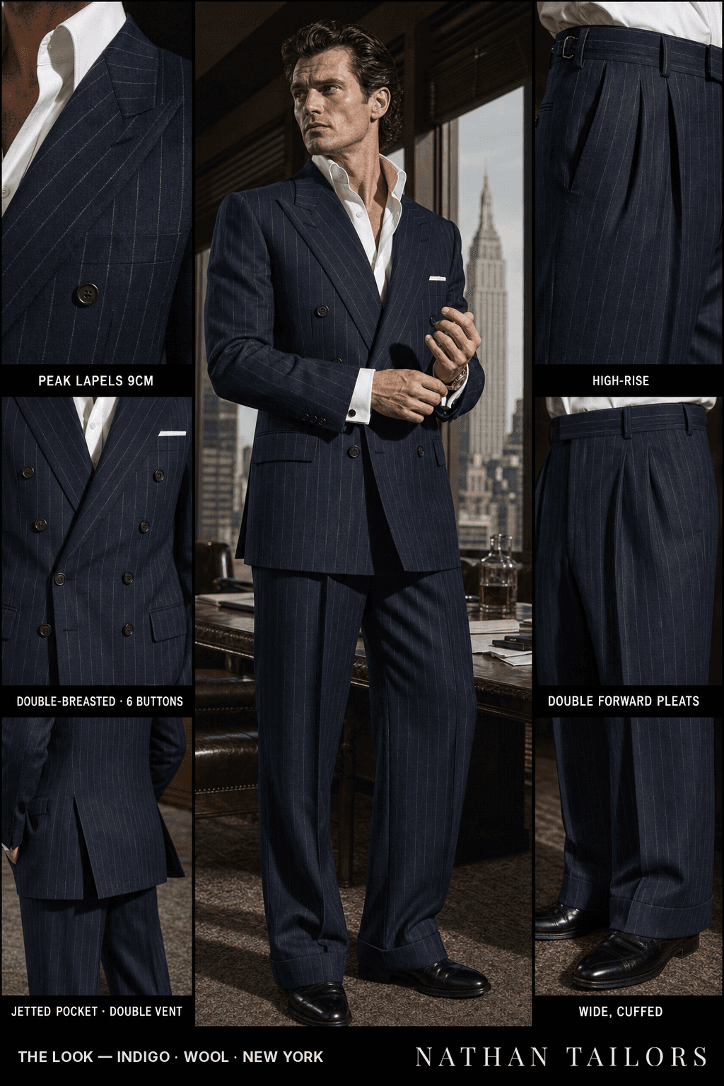 indigo chalk_stripe double-breasted bespoke suit — custom tailored by Nathan Tailors, the Hoi An custom tailor