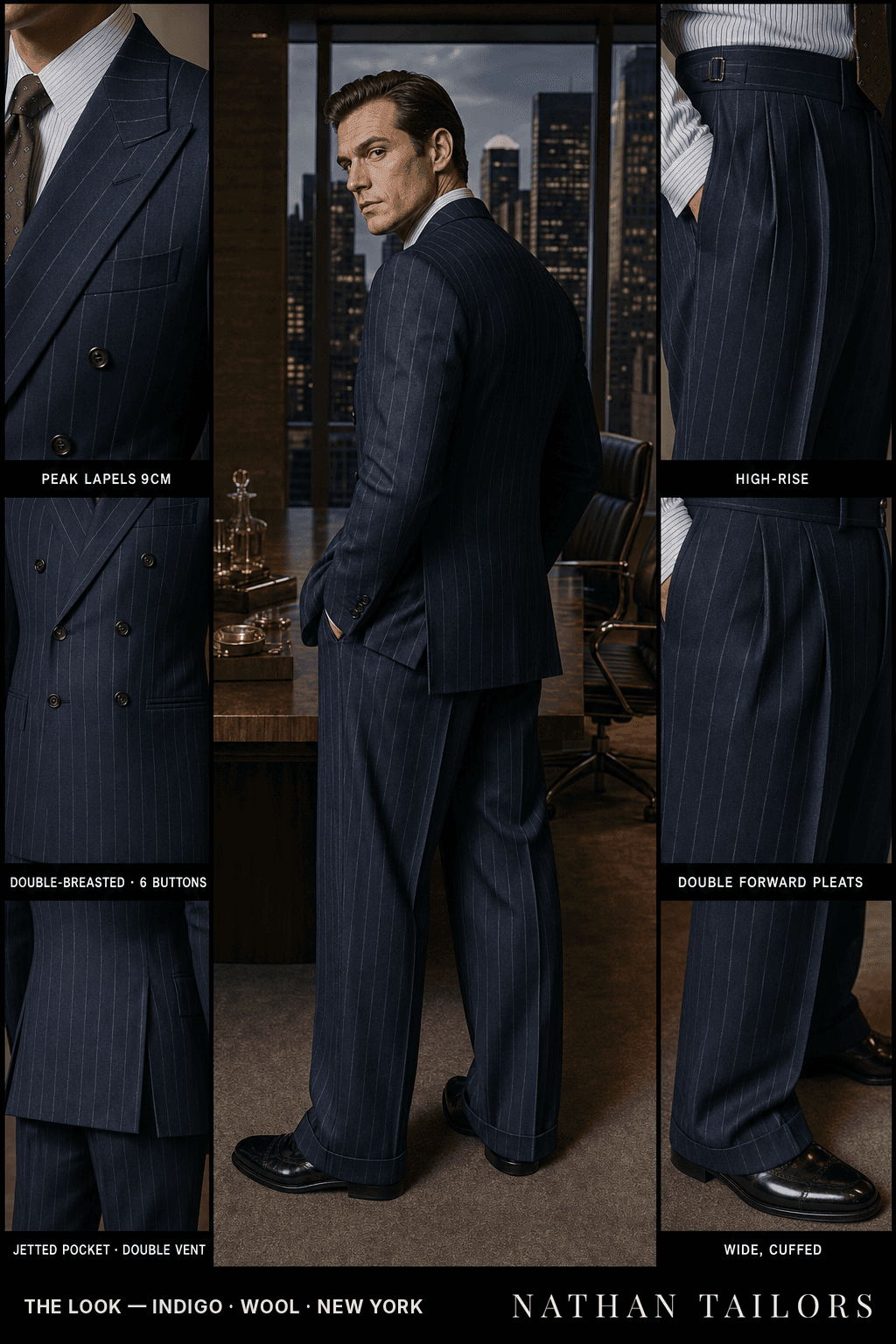 indigo chalk_stripe double-breasted bespoke suit — custom tailored by Nathan Tailors, the Hoi An custom tailor