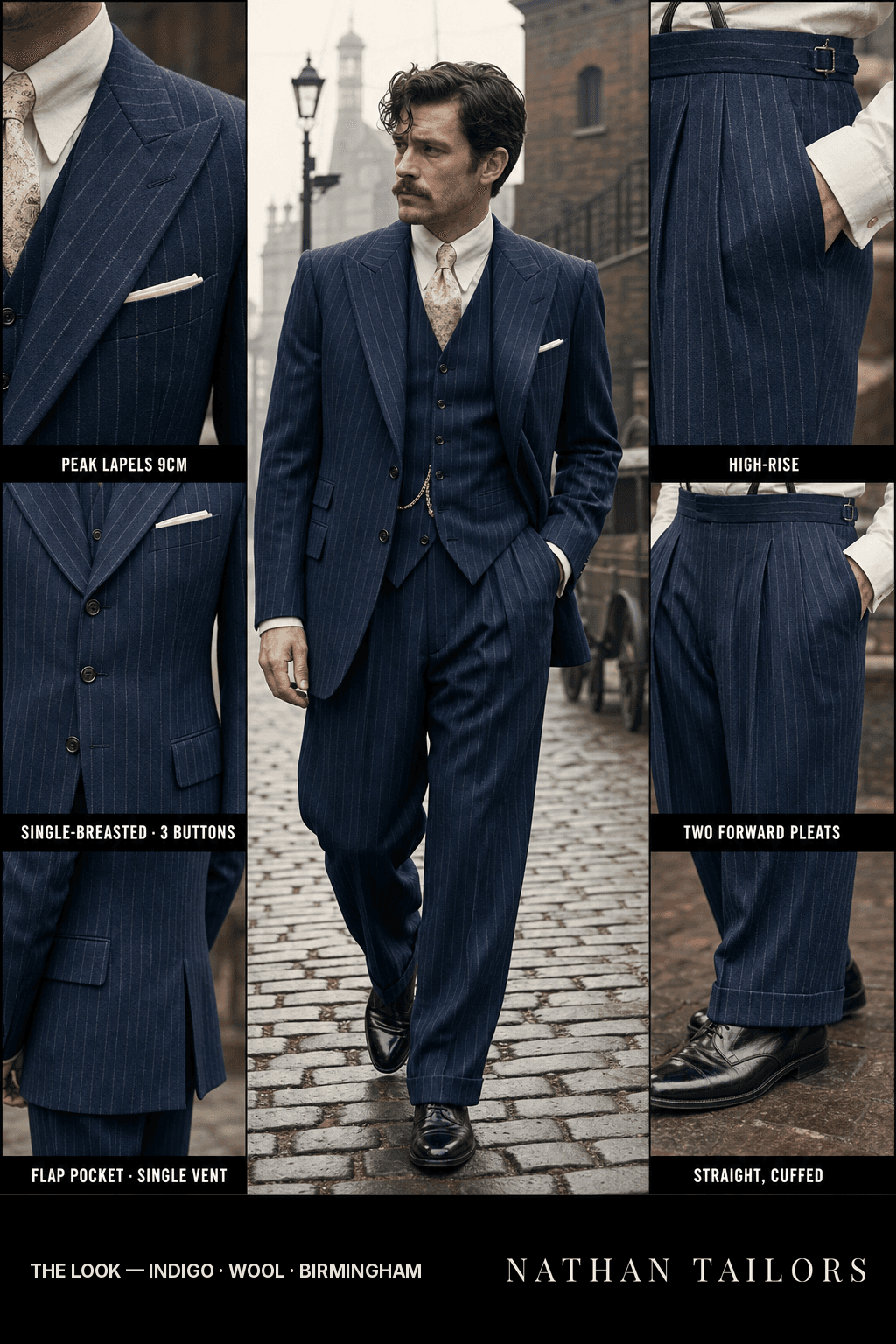 indigo chalk_stripe single-breasted bespoke suit — custom tailored by Nathan Tailors, the Hoi An custom tailor