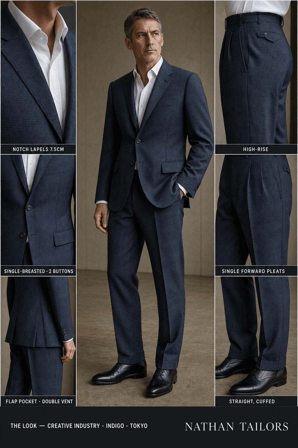 indigo glen_plaid single-breasted bespoke suit — custom tailored by Nathan Tailors, the Hoi An custom tailor