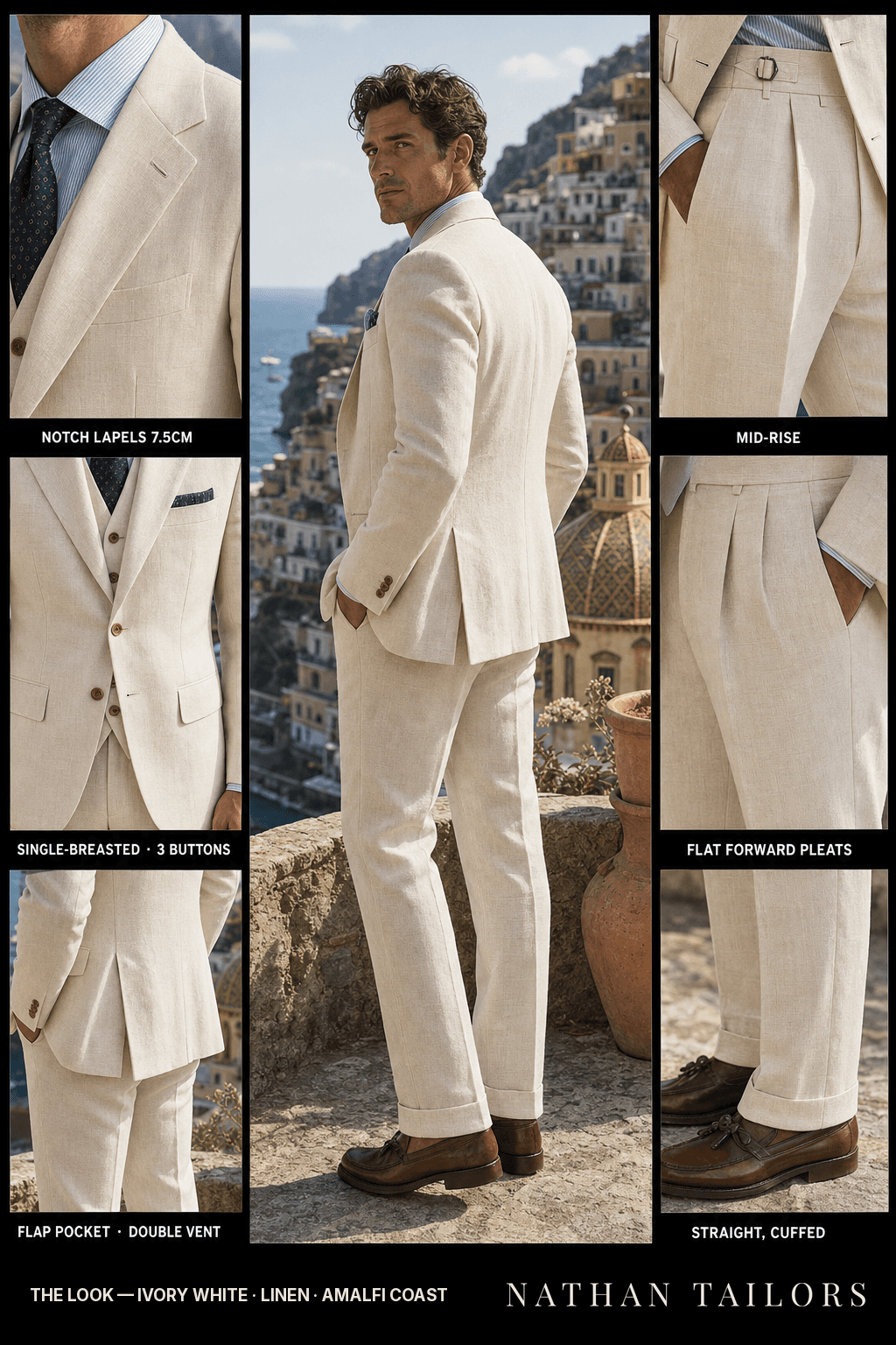 ivory white single-breasted bespoke suit — custom tailored by Nathan Tailors, the Hoi An custom tailor
