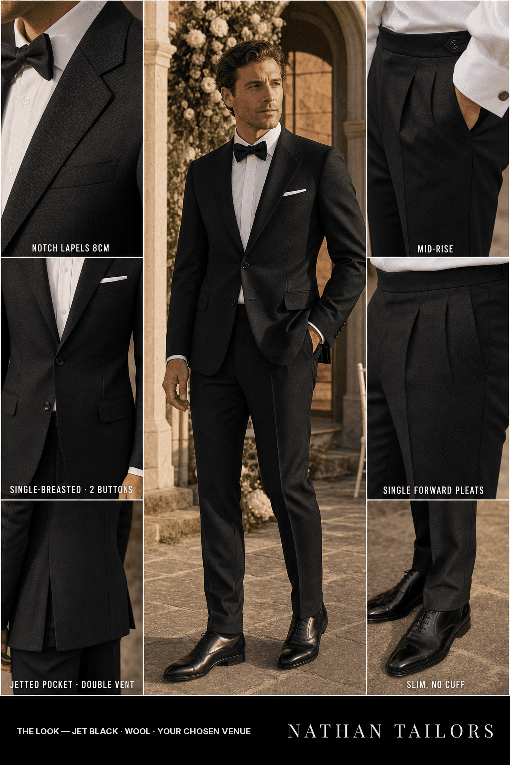 jet black birdseye single-breasted bespoke suit — custom tailored by Nathan Tailors, the Hoi An custom tailor