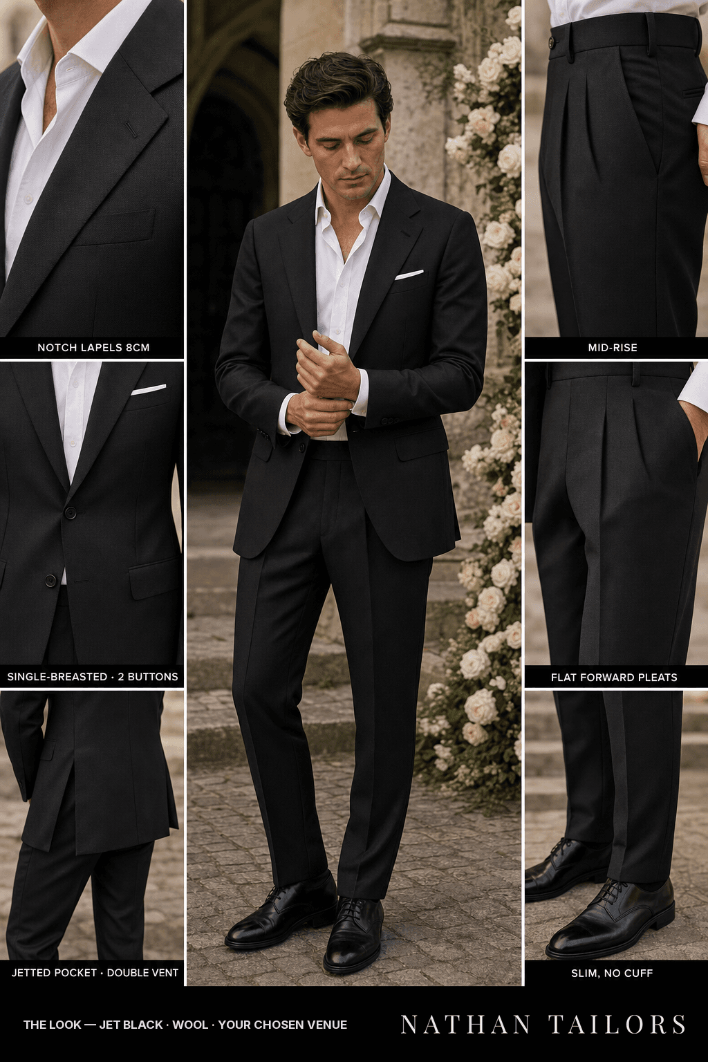 jet black birdseye single-breasted bespoke suit — custom tailored by Nathan Tailors, the Hoi An custom tailor