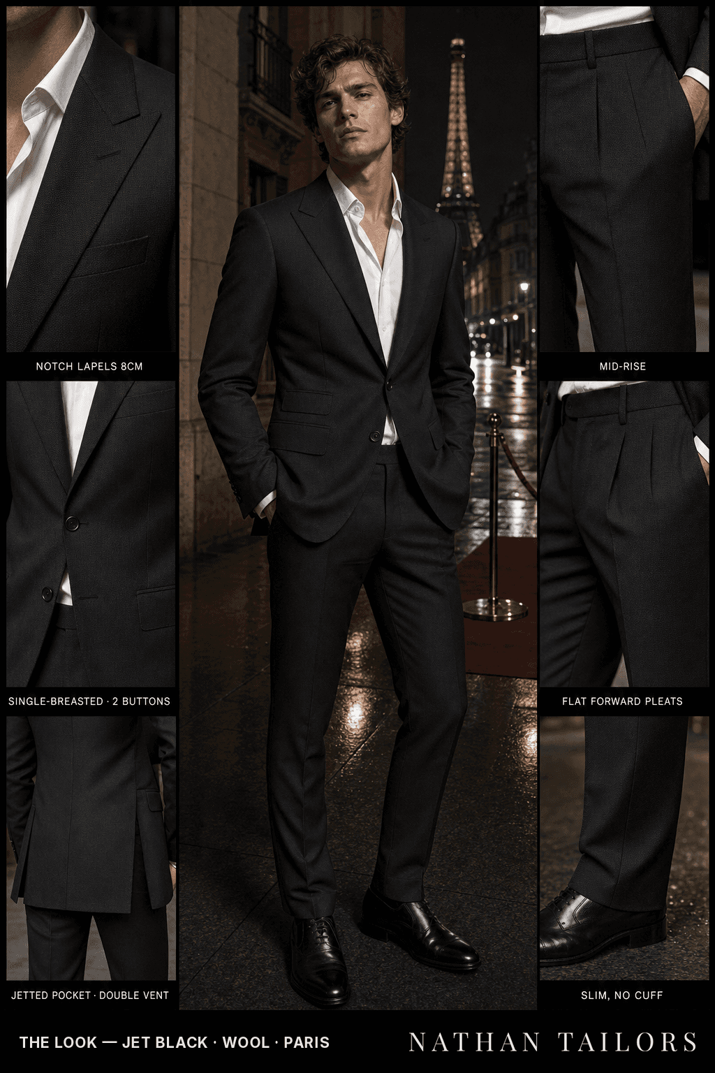 jet black birdseye single-breasted bespoke suit — custom tailored by Nathan Tailors, the Hoi An custom tailor