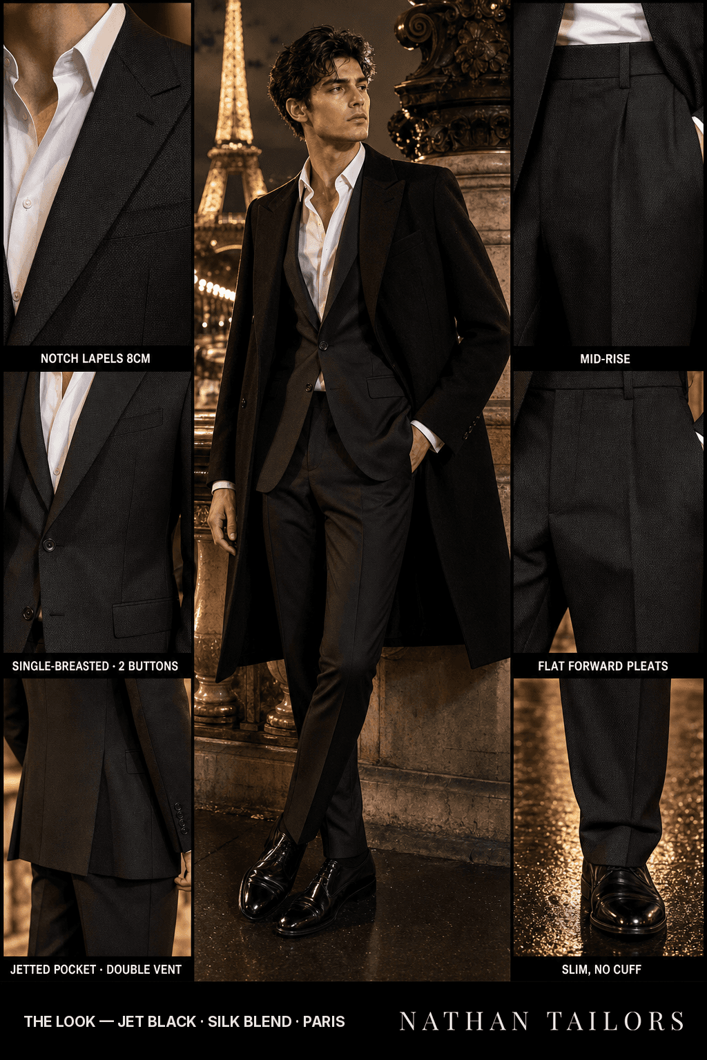 jet black birdseye single-breasted bespoke suit — custom tailored by Nathan Tailors, the Hoi An custom tailor