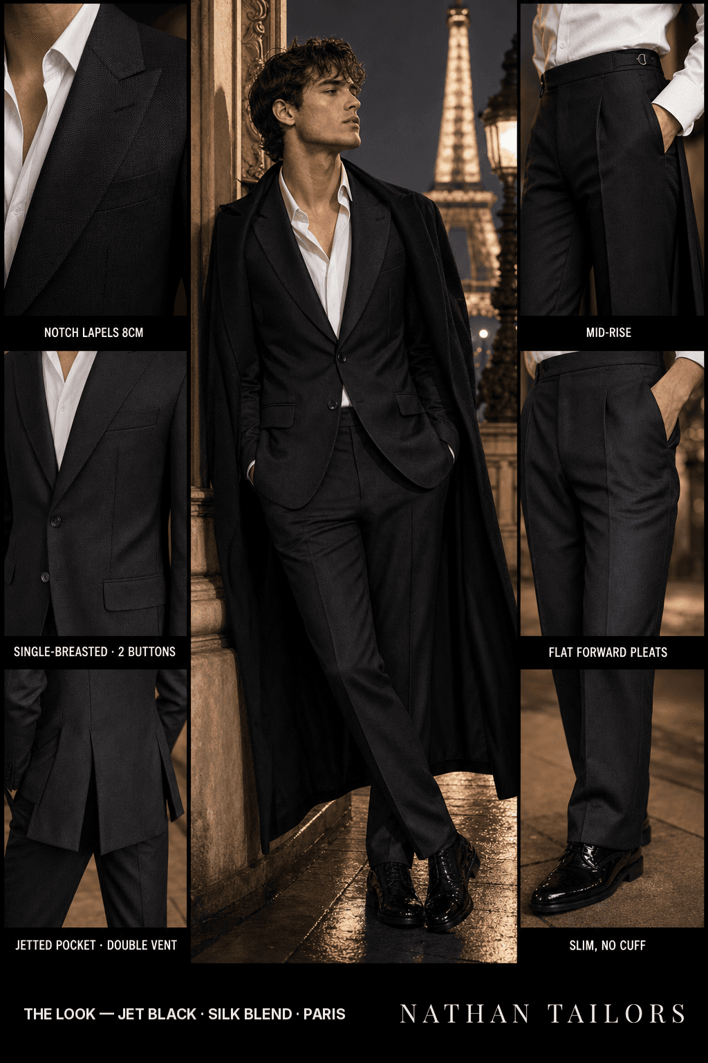 jet black birdseye single-breasted bespoke suit — custom tailored by Nathan Tailors, the Hoi An custom tailor