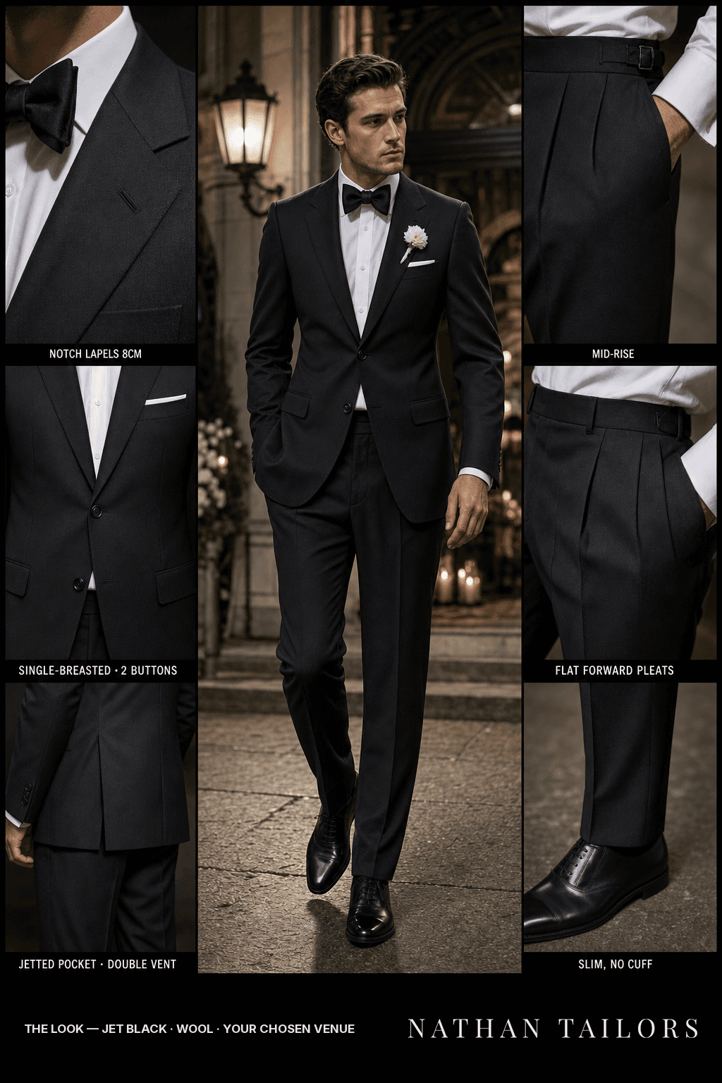 jet black birdseye single-breasted bespoke suit — custom tailored by Nathan Tailors, the Hoi An custom tailor