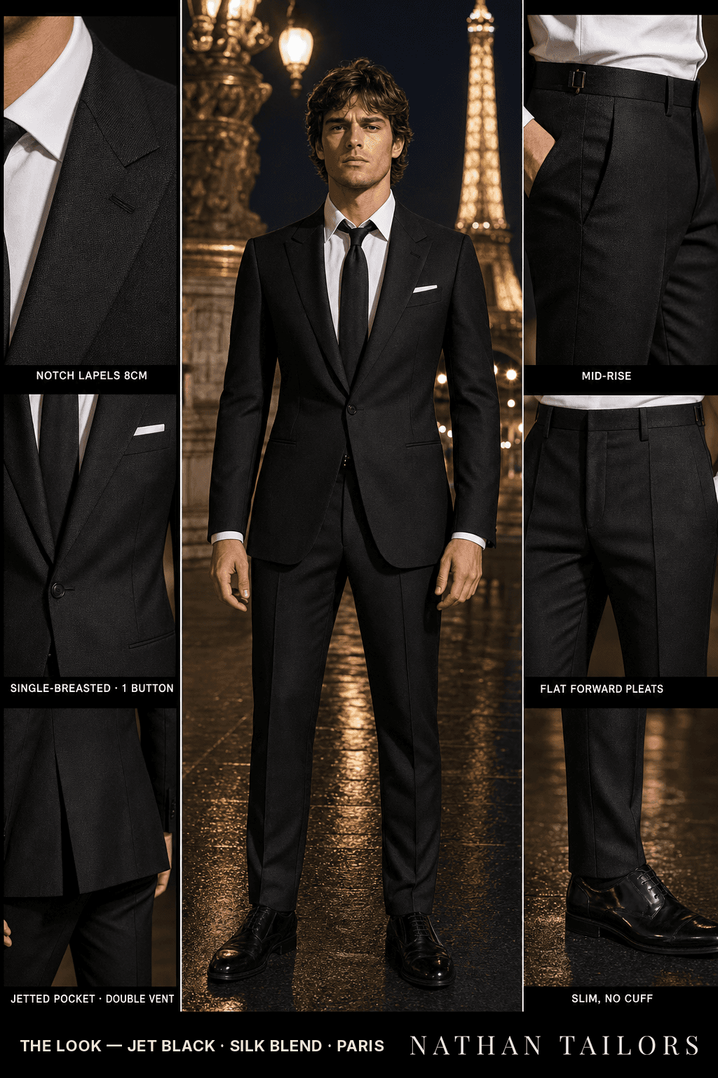 jet black birdseye single-breasted bespoke suit — custom tailored by Nathan Tailors, the Hoi An custom tailor
