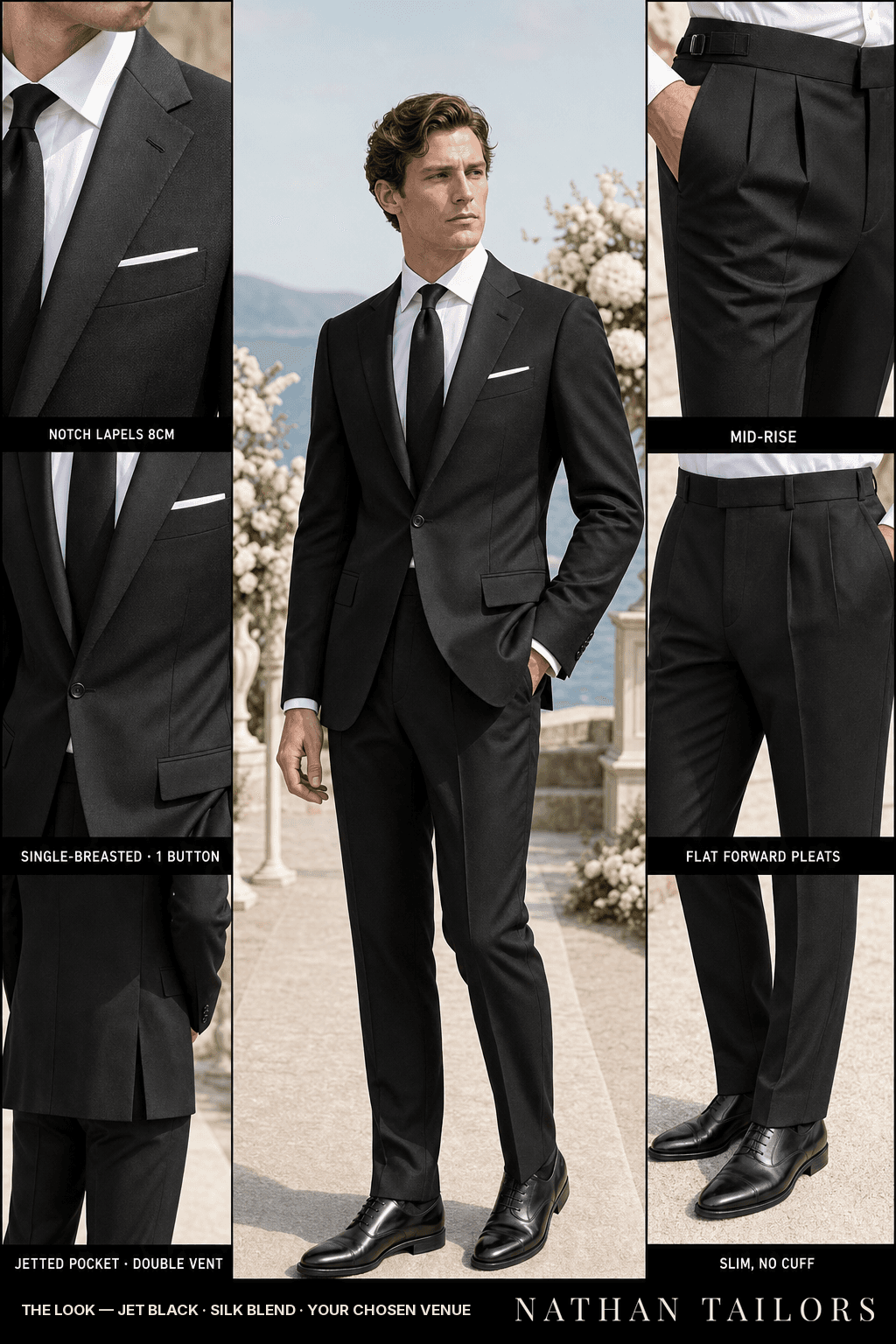 jet black birdseye single-breasted bespoke suit — custom tailored by Nathan Tailors, the Hoi An custom tailor