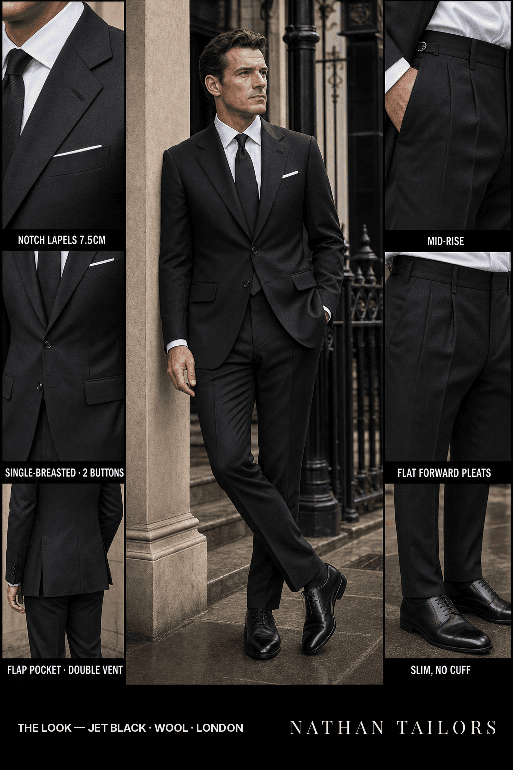 jet black glen_plaid single-breasted bespoke suit — custom tailored by Nathan Tailors, the Hoi An custom tailor