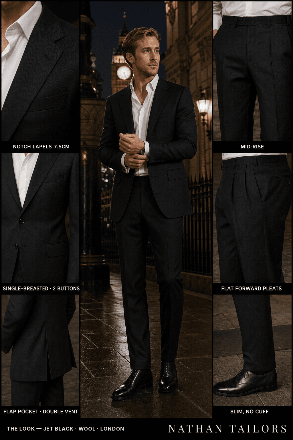 jet black herringbone single-breasted bespoke suit — custom tailored by Nathan Tailors, the Hoi An custom tailor