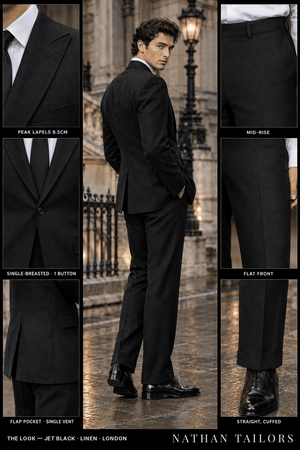 light to mid‑blue linen wedding-guest suit — Atelier render by Nathan Tailors